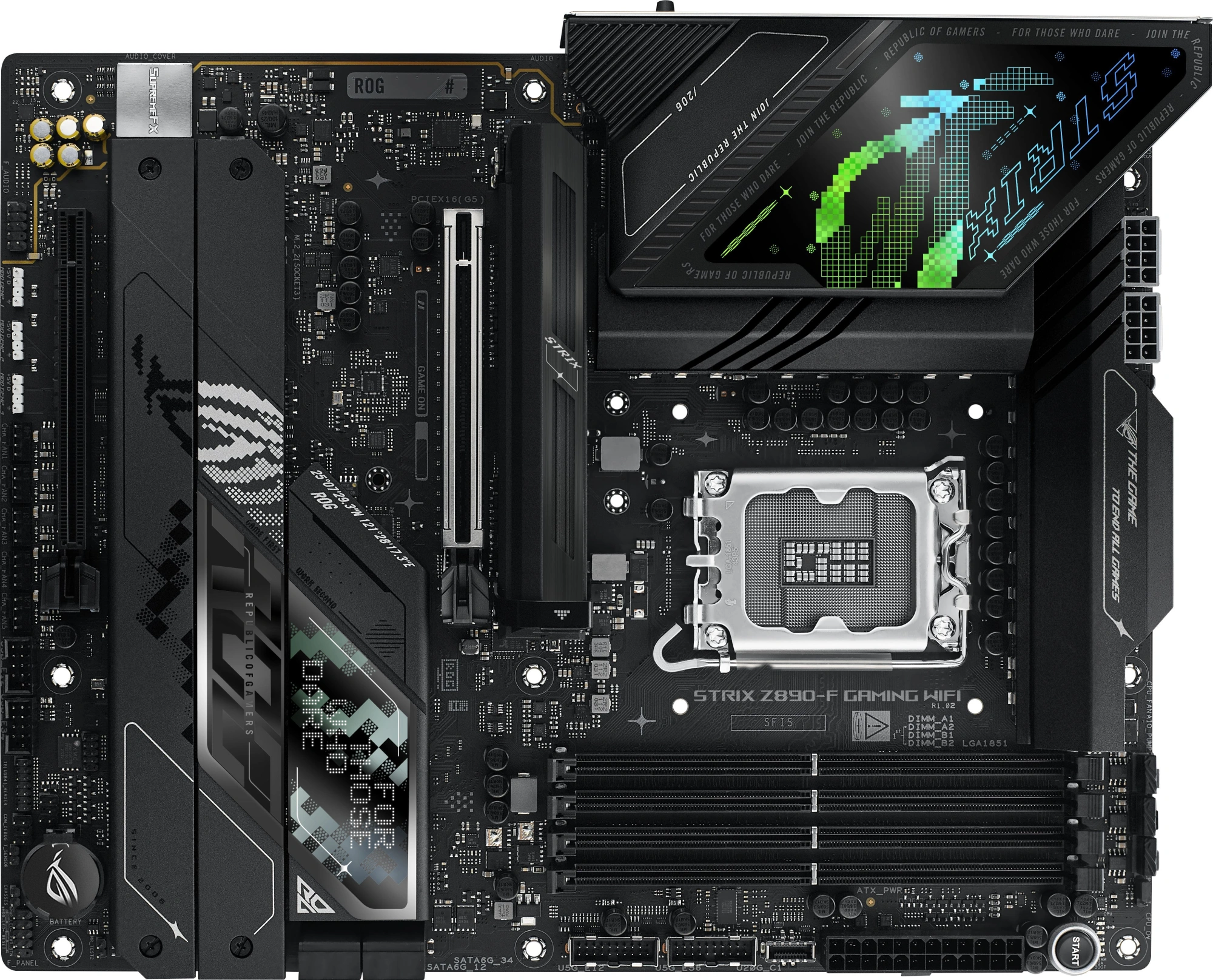 Материнская плата Asus ROG STRIX Z890-F GAMING WIFI Soc-1851 Intel Z890 4xDDR5 ATX AC`97 8ch(7.1) 2.5Gg RAID+HDMI+DP — фото 1