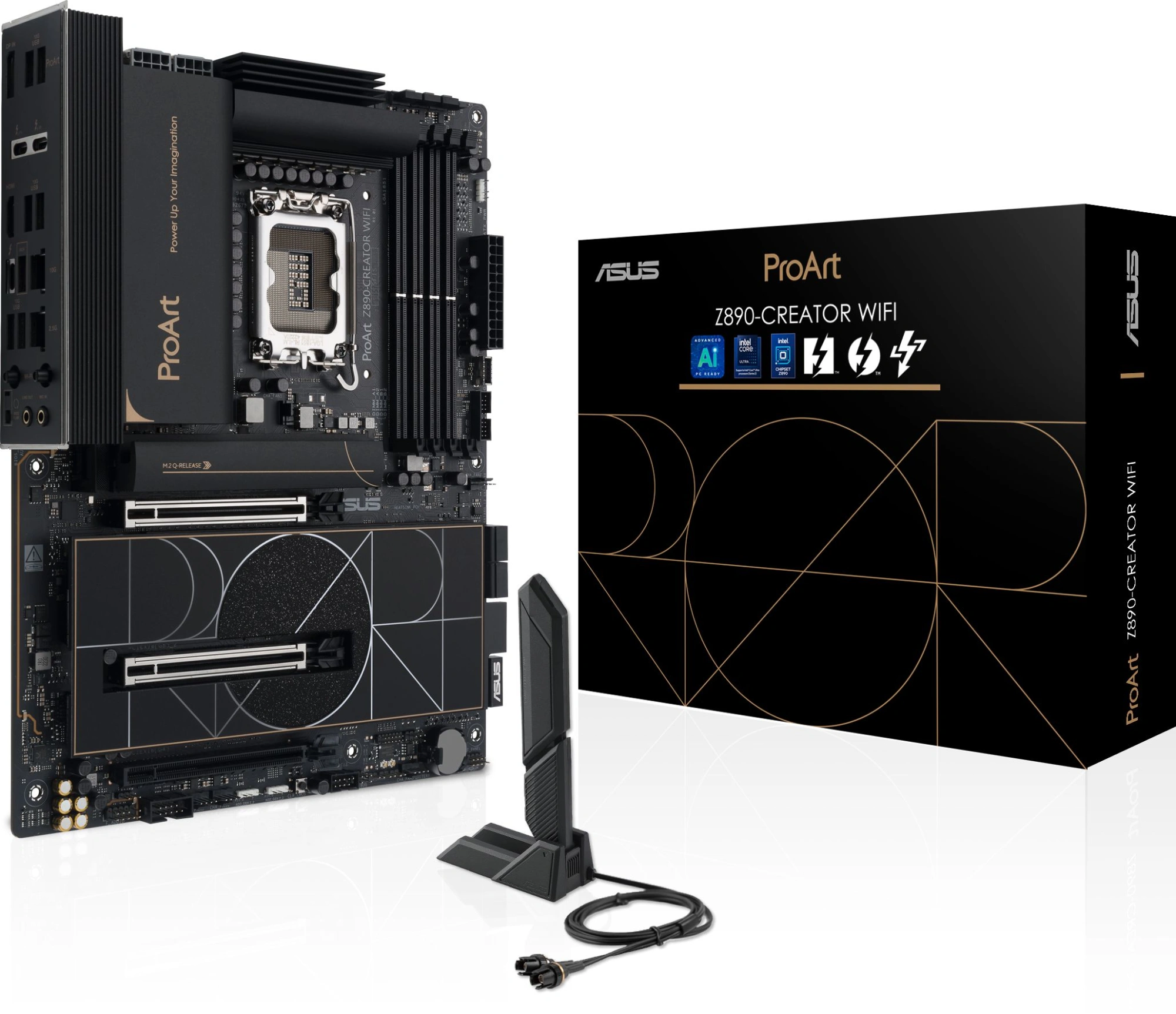 Материнская плата Asus PROART Z890-CREATOR WIFI Soc-1851 Intel Z890 4xDDR5 ATX AC`97 8ch(7.1) 1 x 10Gigabit + 1 x 2.5Gigabit RAID+HDMI+DP — миниатюра 2