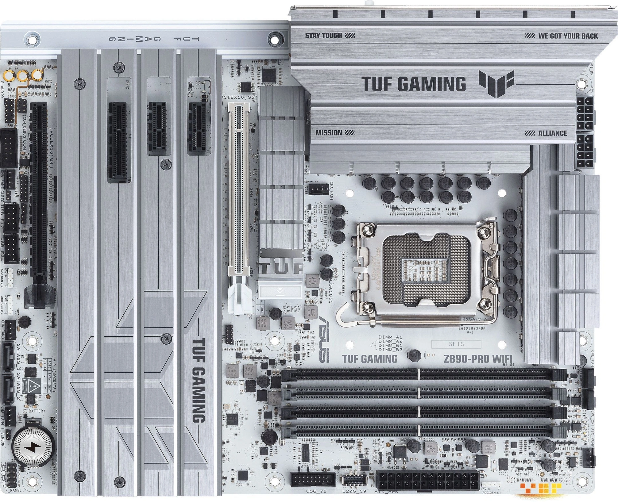 Материнская плата Asus TUF GAMING Z890-PRO WIFI Soc-1851 Intel Z890 4xDDR5 ATX AC`97 8ch(7.1) 2.5Gg RAID+HDMI+DP — фото 1