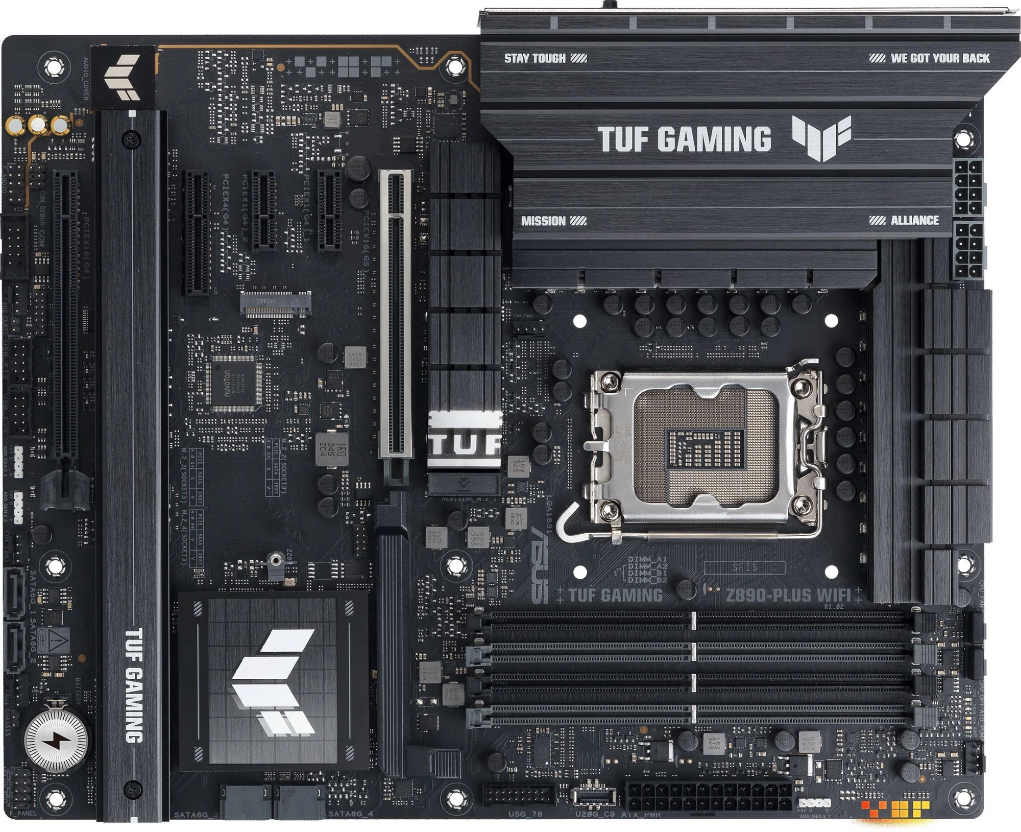Материнская плата Asus TUF GAMING Z890-PLUS WIFI Soc-1851 Intel Z890 4xDDR5 ATX AC`97 8ch(7.1) 2.5Gg RAID+HDMI+DP — фото 1