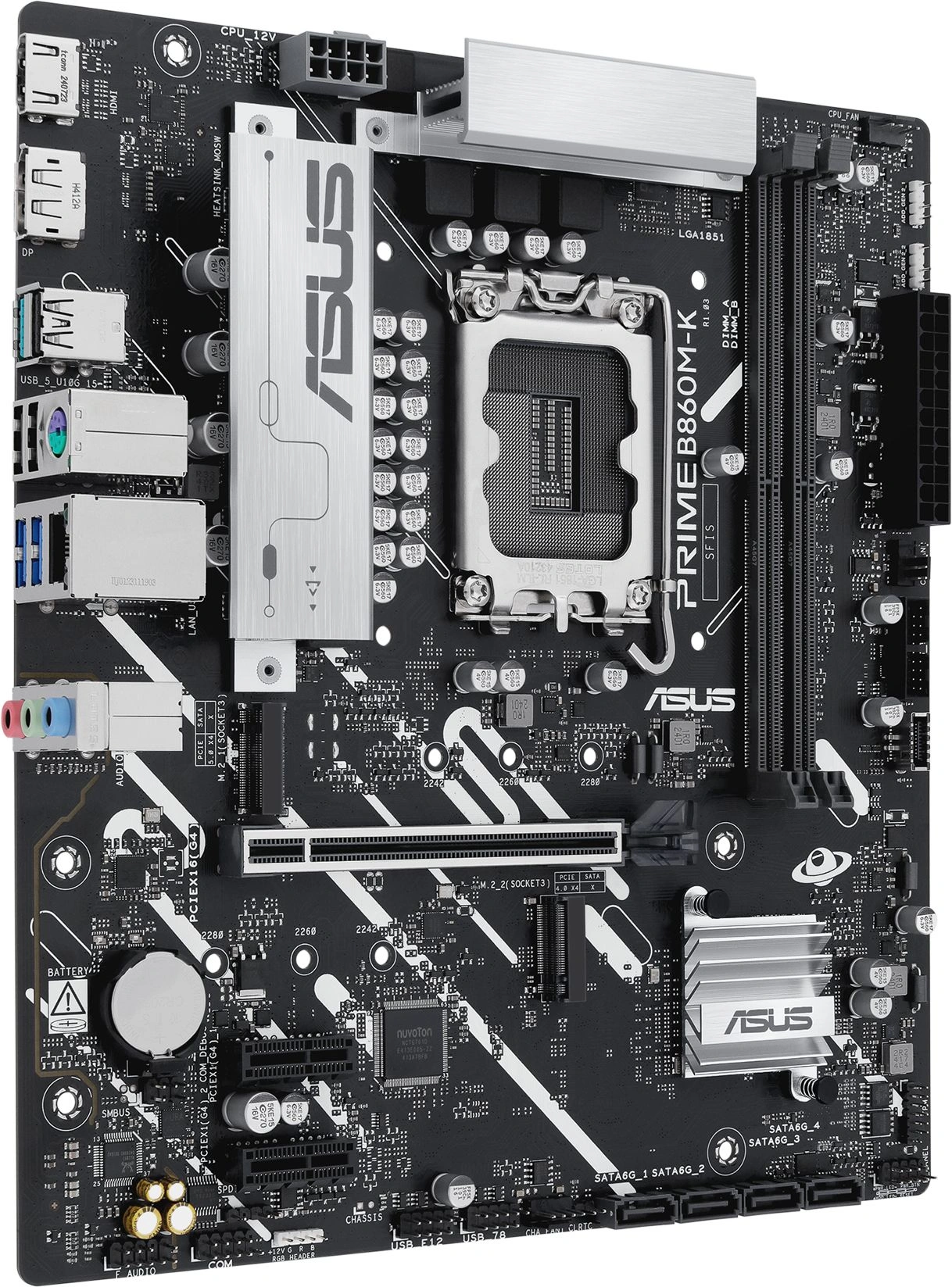 Материнская плата Asus PRIME B860M-K Soc-1851 Intel B860 2xDDR5 mATX AC`97 8ch(7.1) 2.5Gg RAID+HDMI+DP — миниатюра 4