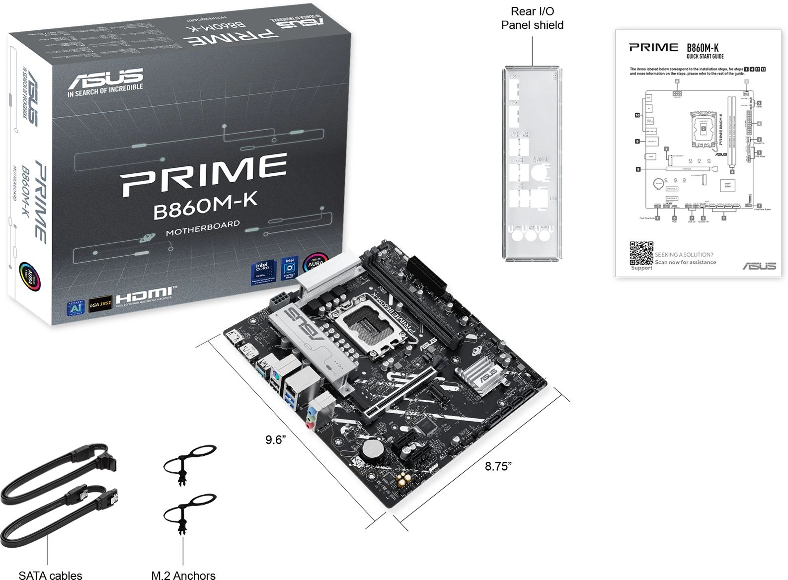 Материнская плата Asus PRIME B860M-K Soc-1851 Intel B860 2xDDR5 mATX AC`97 8ch(7.1) 2.5Gg RAID+HDMI+DP — миниатюра 7