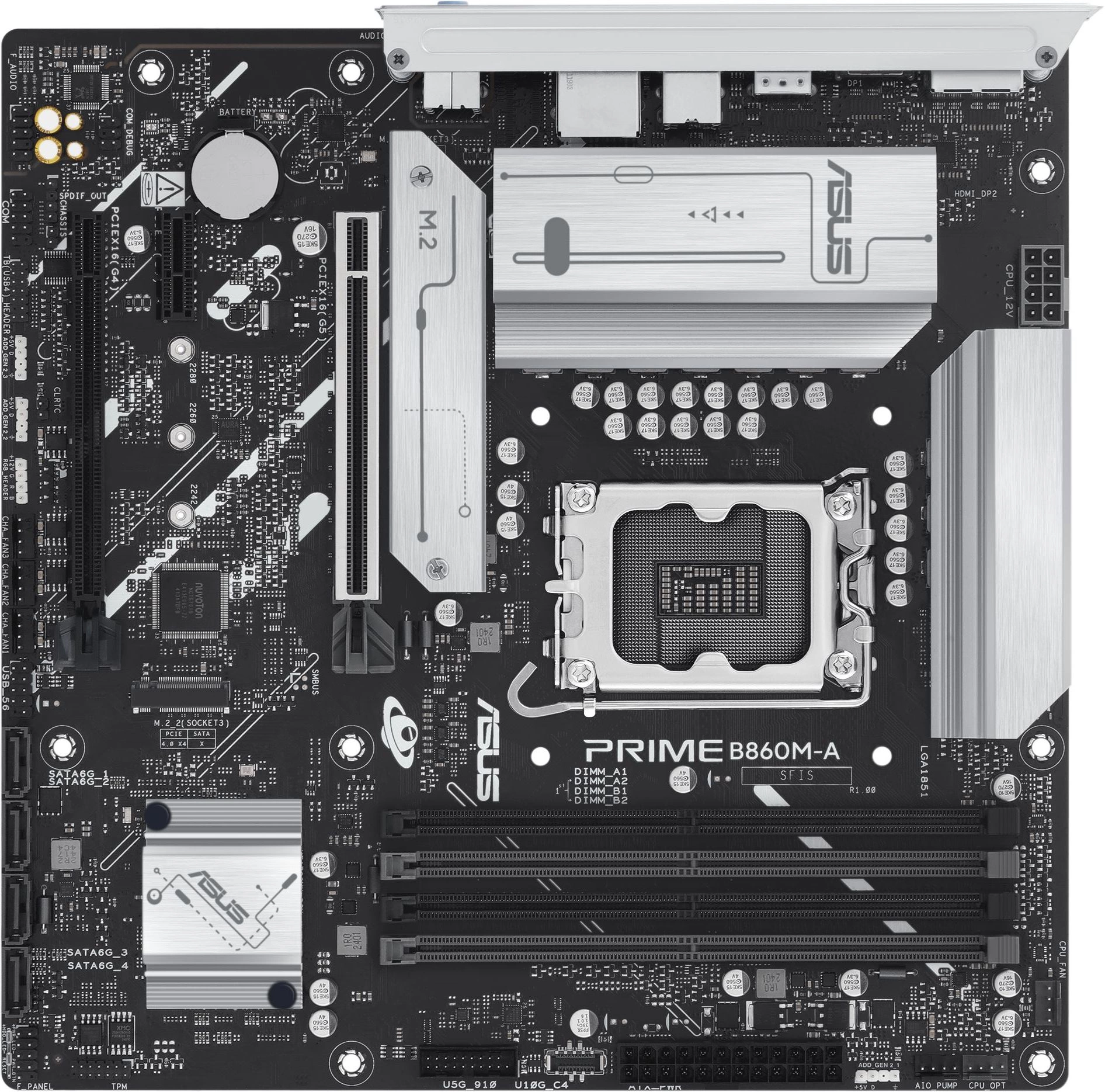Материнская плата Asus PRIME B860M-A-CSM Soc-1851 Intel B860 4xDDR5 mATX AC`97 8ch(7.1) 2.5Gg RAID+HDMI+DP — фото 1