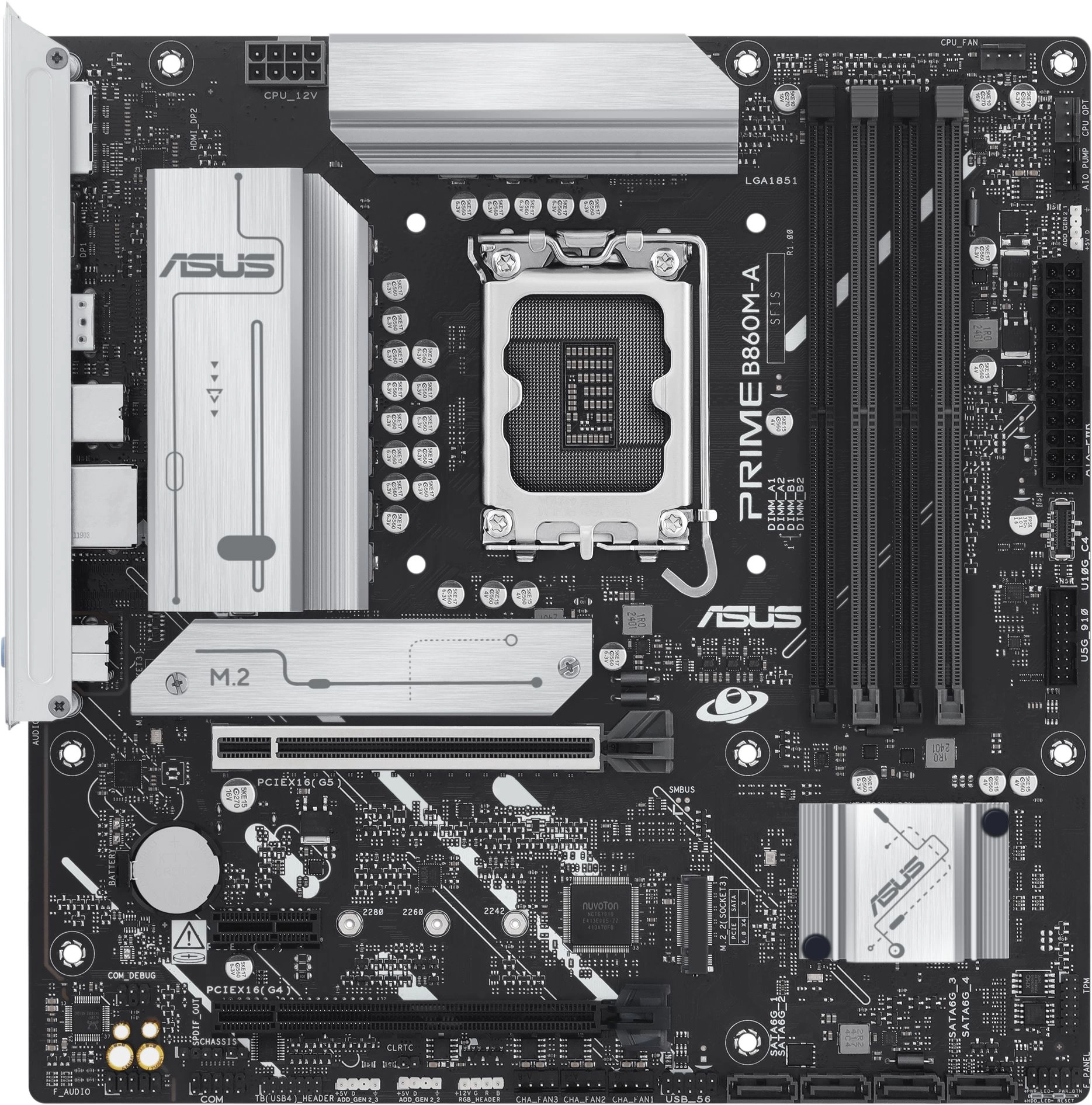Материнская плата Asus PRIME B860M-A-CSM Soc-1851 Intel B860 4xDDR5 mATX AC`97 8ch(7.1) 2.5Gg RAID+HDMI+DP — миниатюра 2