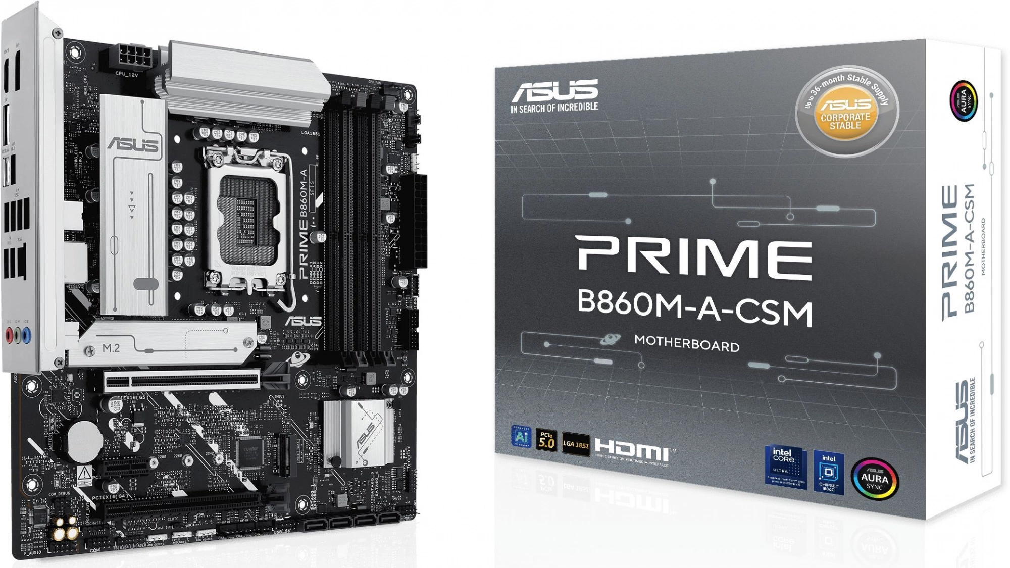Материнская плата Asus PRIME B860M-A-CSM Soc-1851 Intel B860 4xDDR5 mATX AC`97 8ch(7.1) 2.5Gg RAID+HDMI+DP — миниатюра 4