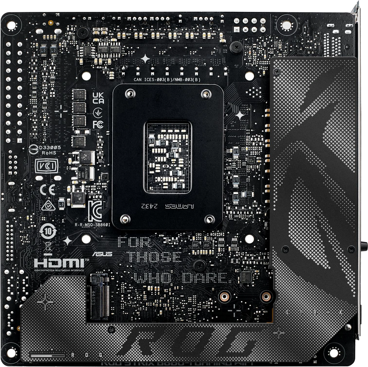 Материнская плата Asus ROG STRIX B860-I GAMING WIFI Soc-1851 Intel B860 2xDDR5 mini-ITX AC`97 8ch(7.1) 2.5Gg RAID+HDMI+DP — миниатюра 3