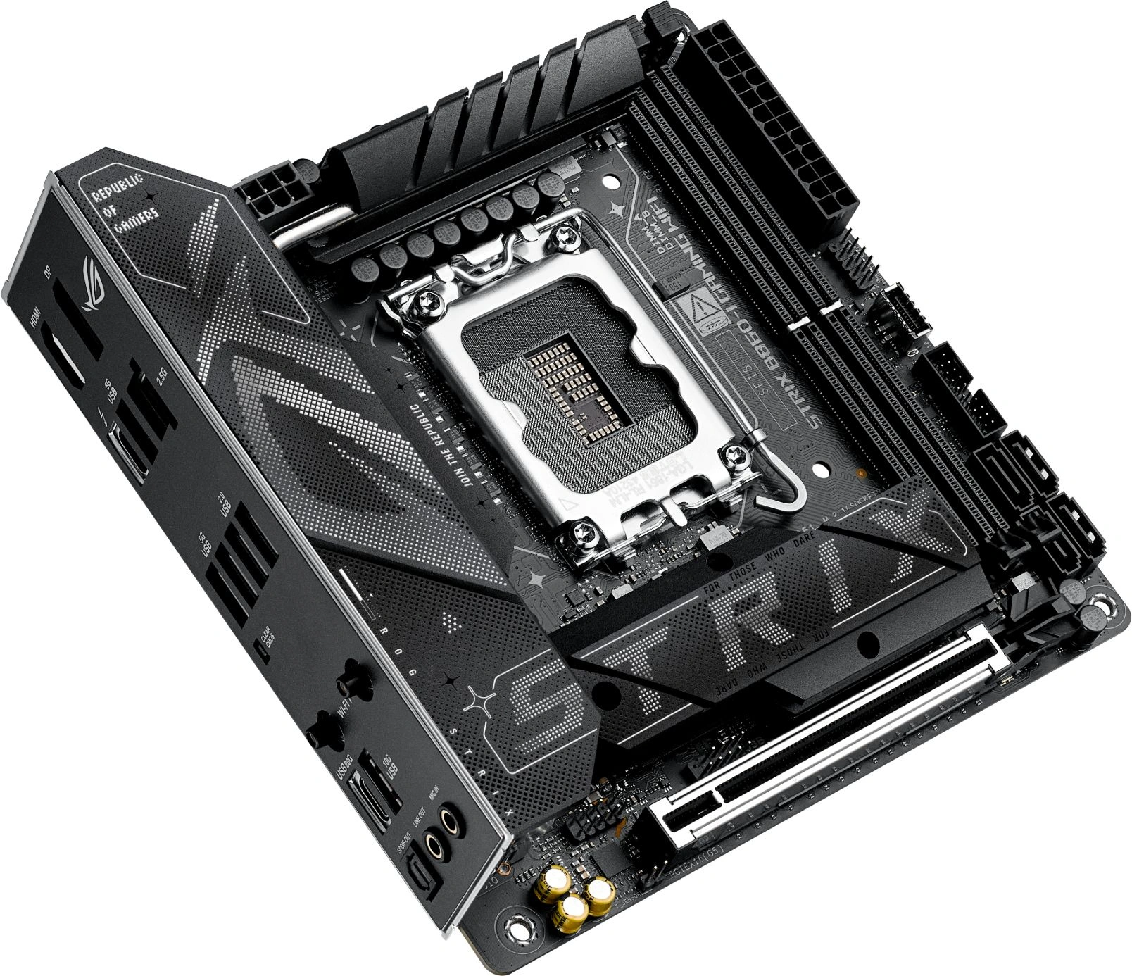 Материнская плата Asus ROG STRIX B860-I GAMING WIFI Soc-1851 Intel B860 2xDDR5 mini-ITX AC`97 8ch(7.1) 2.5Gg RAID+HDMI+DP — миниатюра 6