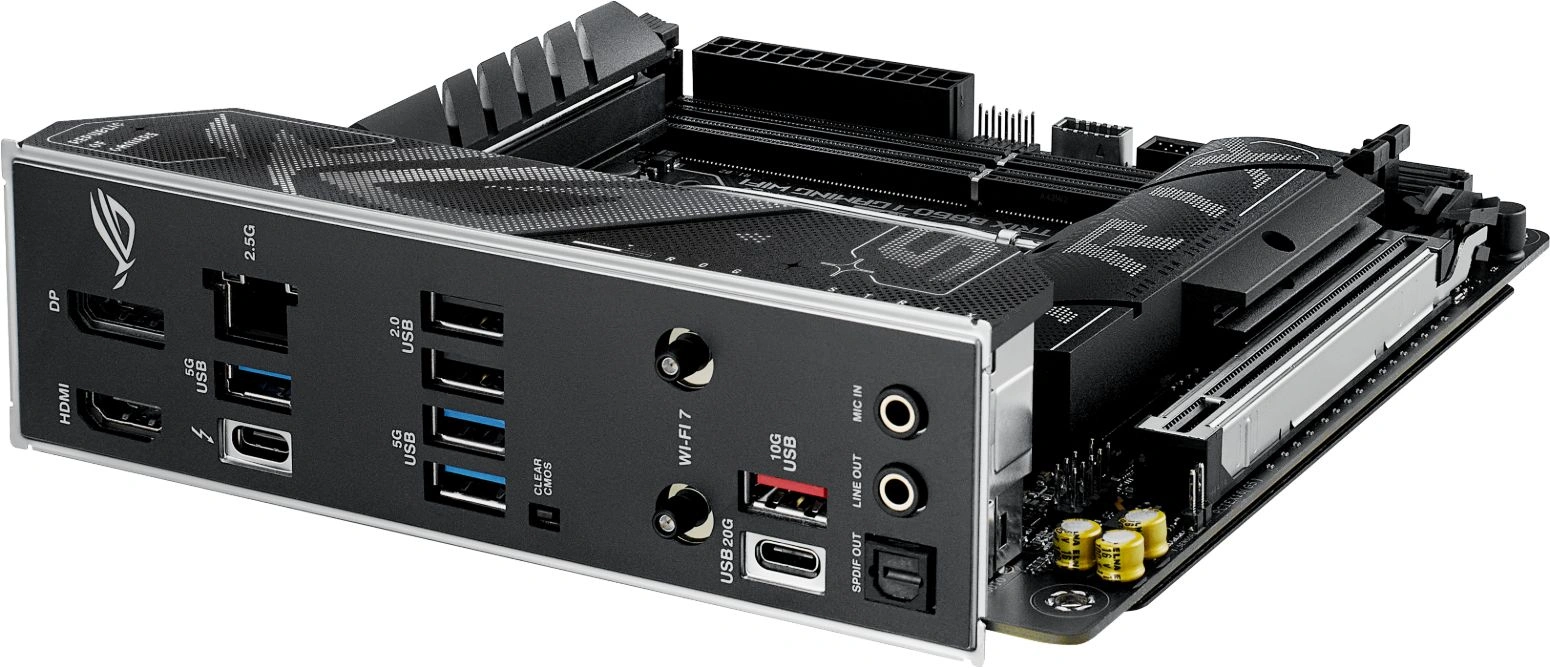 Материнская плата Asus ROG STRIX B860-I GAMING WIFI Soc-1851 Intel B860 2xDDR5 mini-ITX AC`97 8ch(7.1) 2.5Gg RAID+HDMI+DP — миниатюра 8