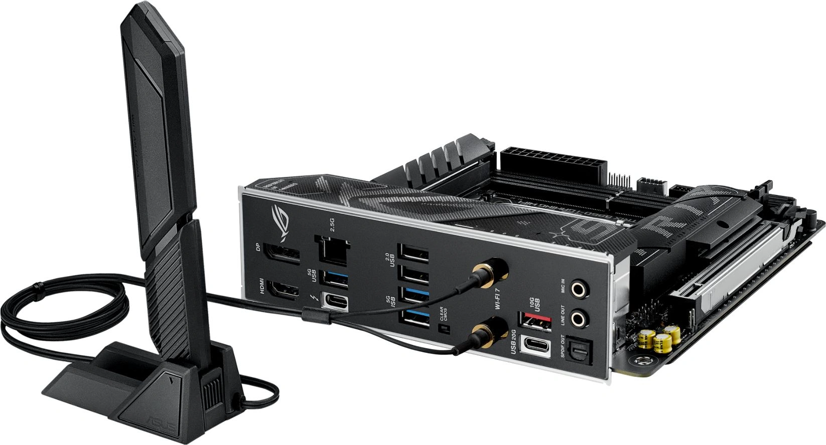Материнская плата Asus ROG STRIX B860-I GAMING WIFI Soc-1851 Intel B860 2xDDR5 mini-ITX AC`97 8ch(7.1) 2.5Gg RAID+HDMI+DP — миниатюра 9
