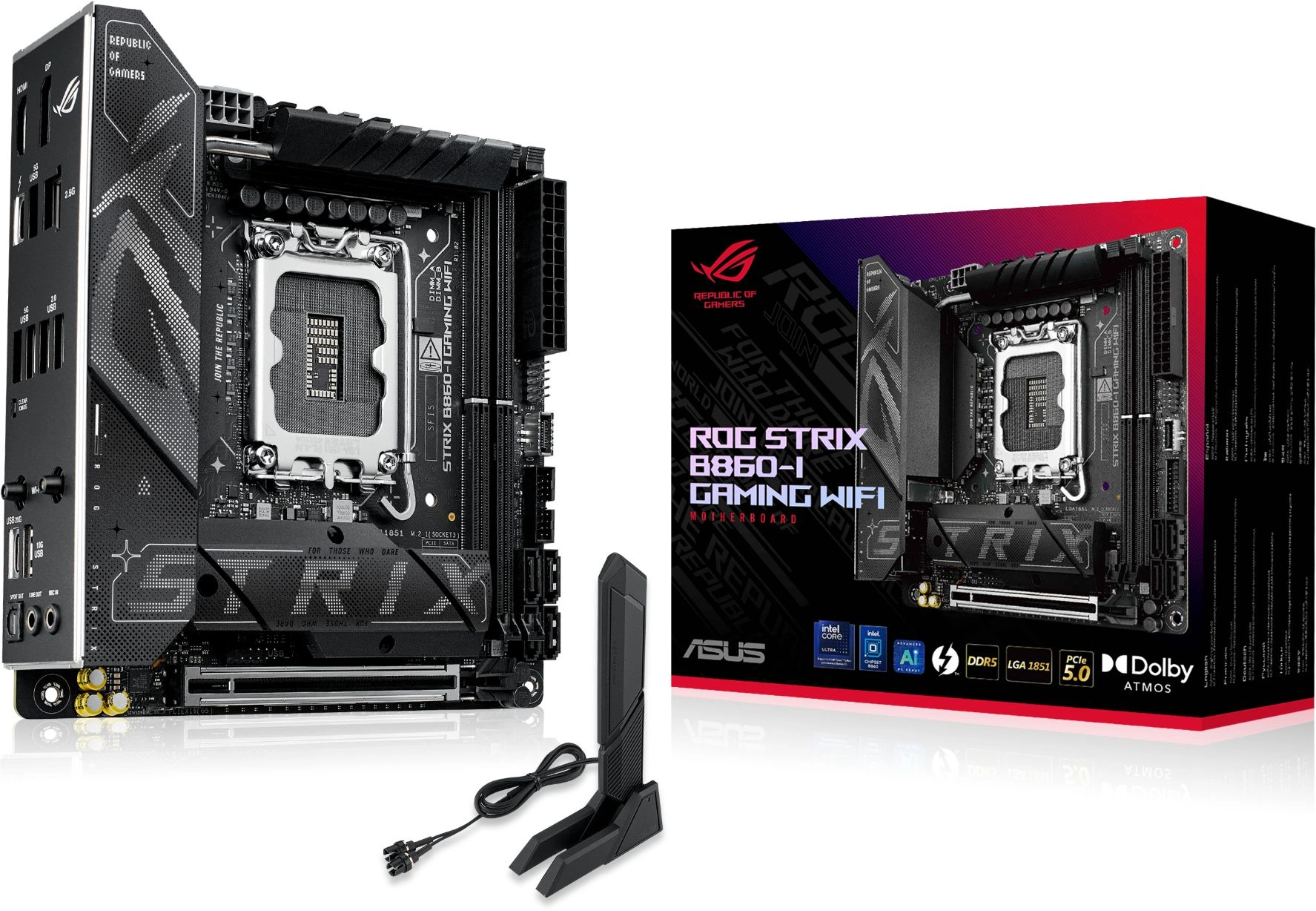 Материнская плата Asus ROG STRIX B860-I GAMING WIFI Soc-1851 Intel B860 2xDDR5 mini-ITX AC`97 8ch(7.1) 2.5Gg RAID+HDMI+DP — миниатюра 11
