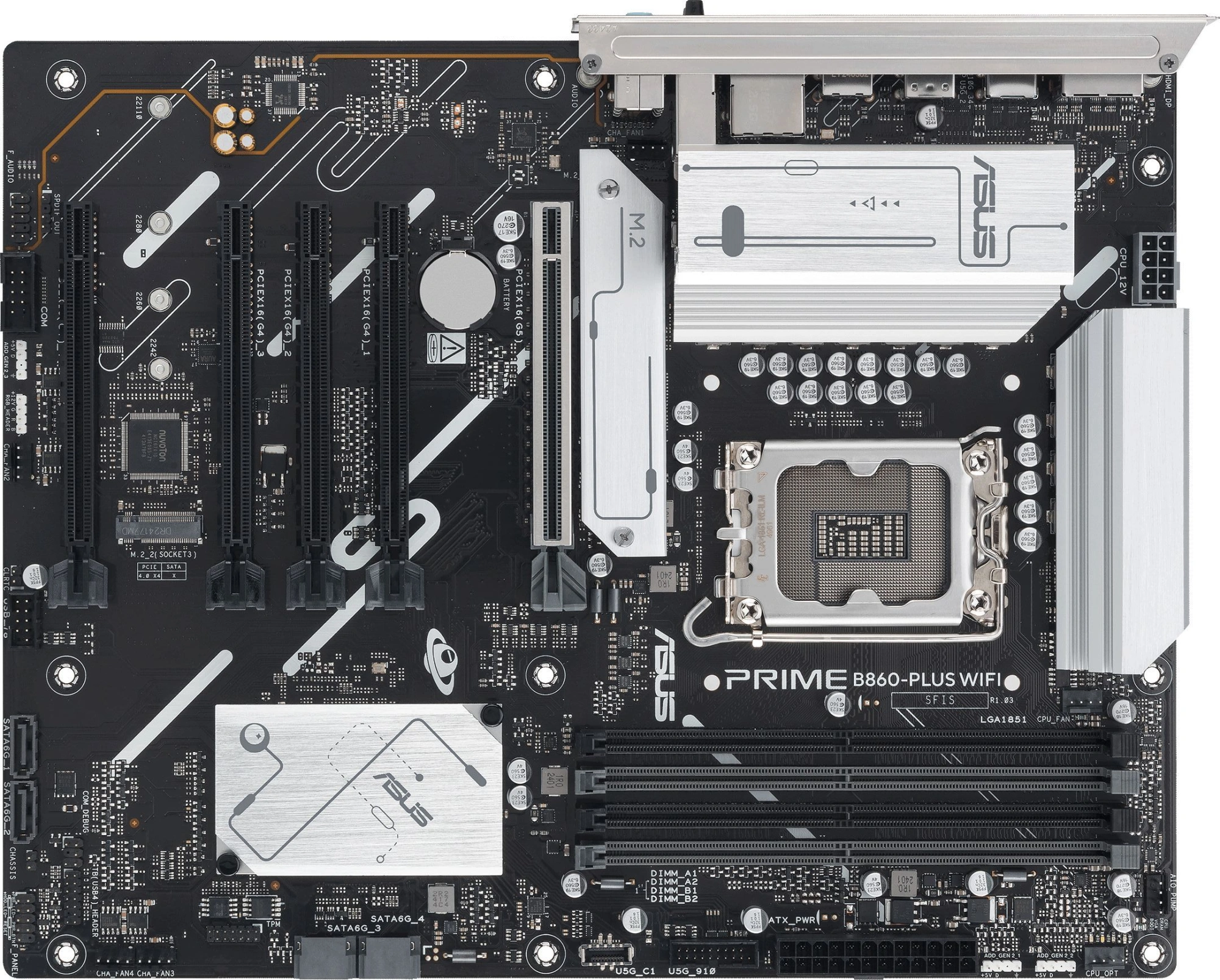Материнская плата Asus PRIME B860-PLUS WIFI Soc-1851 Intel B860 4xDDR5 ATX AC`97 8ch(7.1) 2.5Gg RAID+HDMI+DP — фото 1