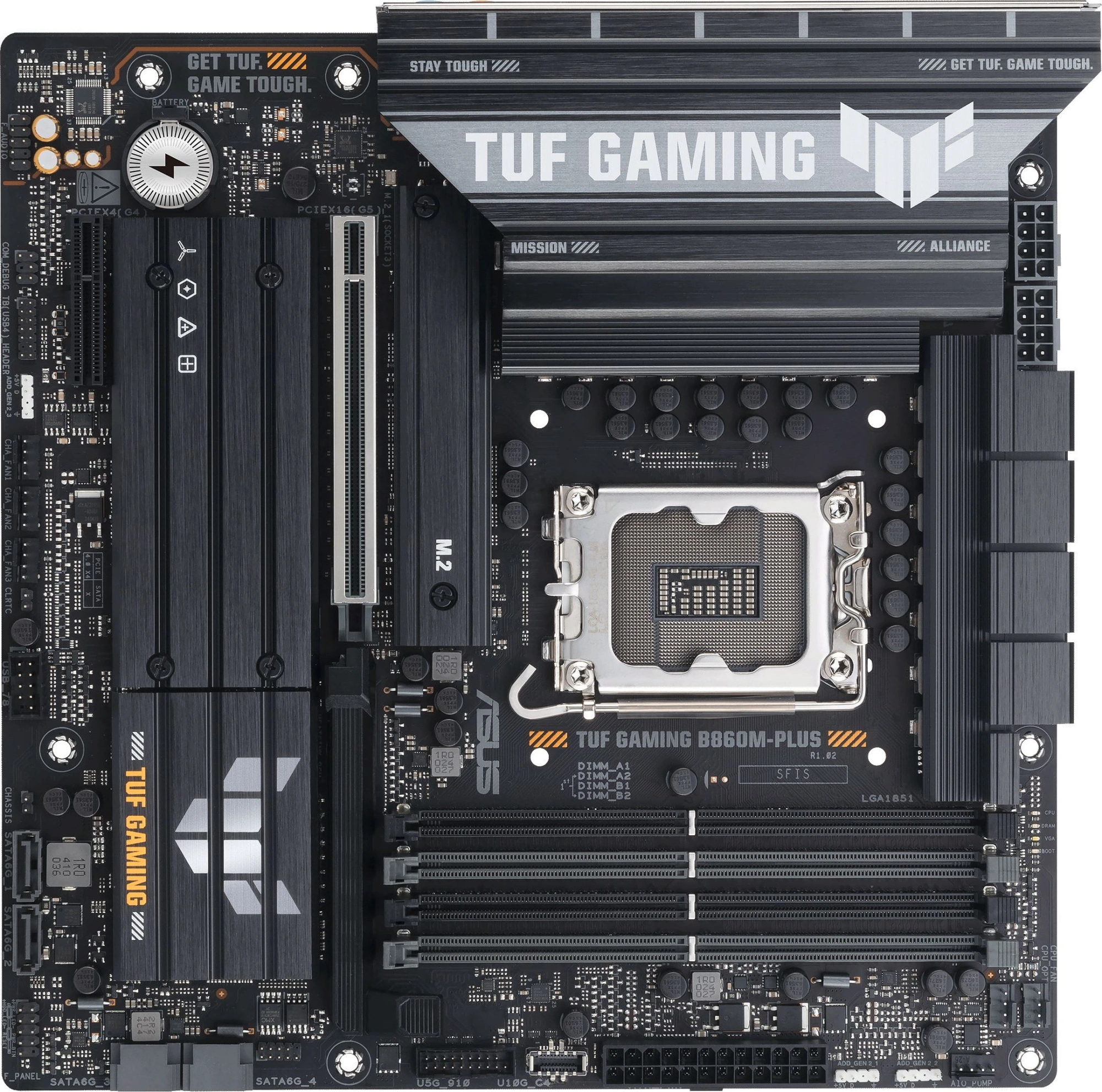 Материнская плата Asus TUF GAMING B860M-PLUS Soc-1851 Intel B860 4xDDR5 mATX AC`97 8ch(7.1) 2.5Gg RAID+HDMI+DP — фото 1