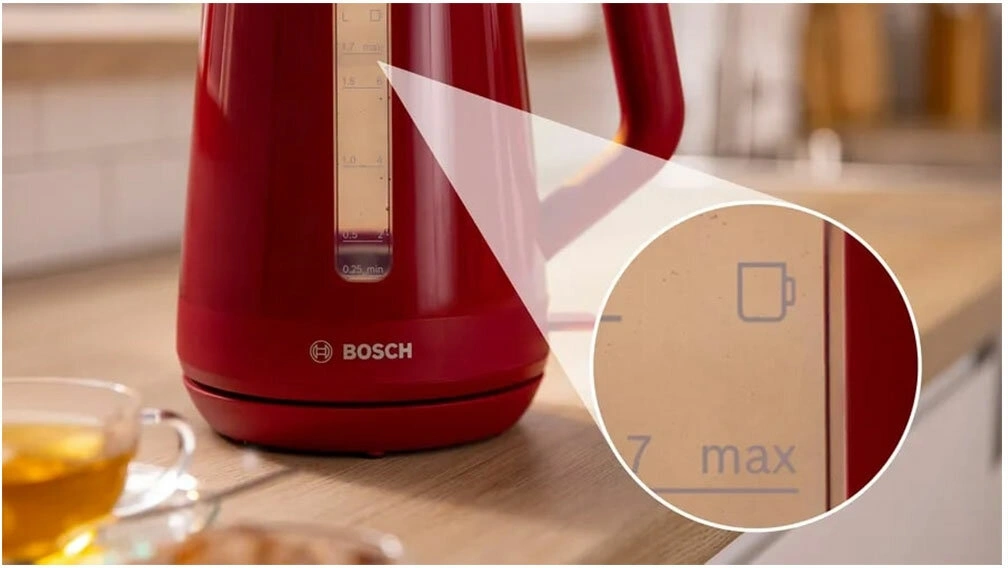 Чайник электрический Bosch TWK1M124 1.7л. 2400Вт красный корпус: пластик — миниатюра 4