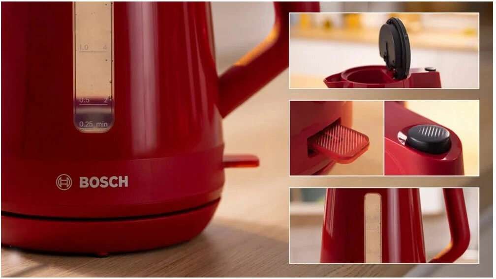 Чайник электрический Bosch TWK1M124 1.7л. 2400Вт красный корпус: пластик — миниатюра 5