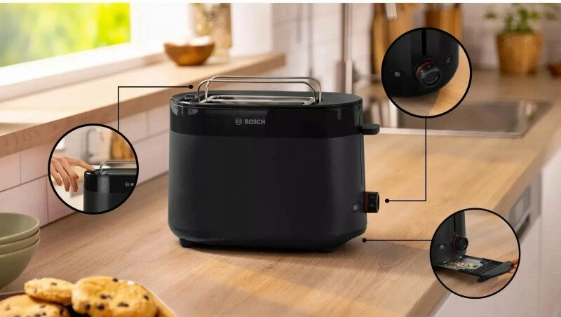 Тостер Bosch TAT2M123 950Вт черный — миниатюра 5