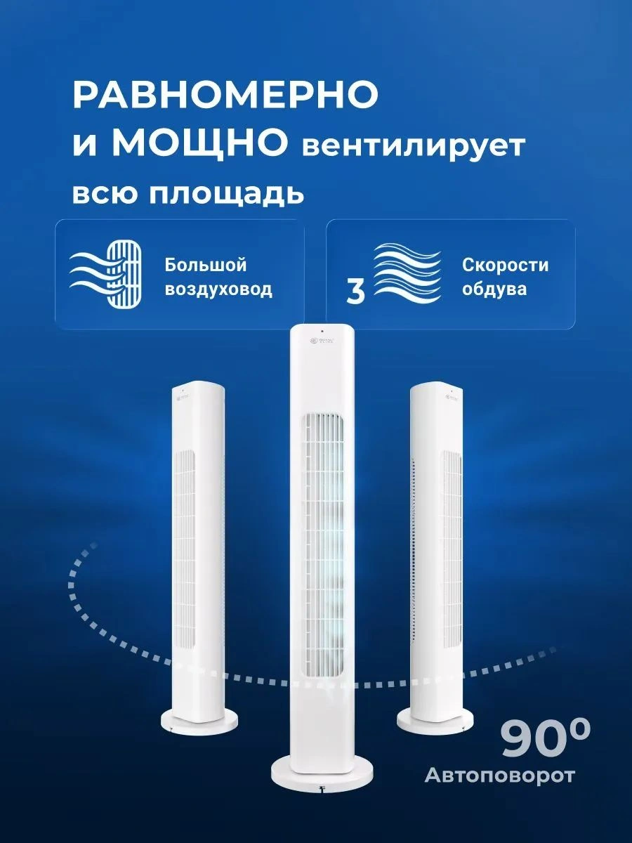 Вентилятор напольный Royal Clima RBF-801E-WT 50Вт скоростей:3 ПДУ белый — миниатюра 11