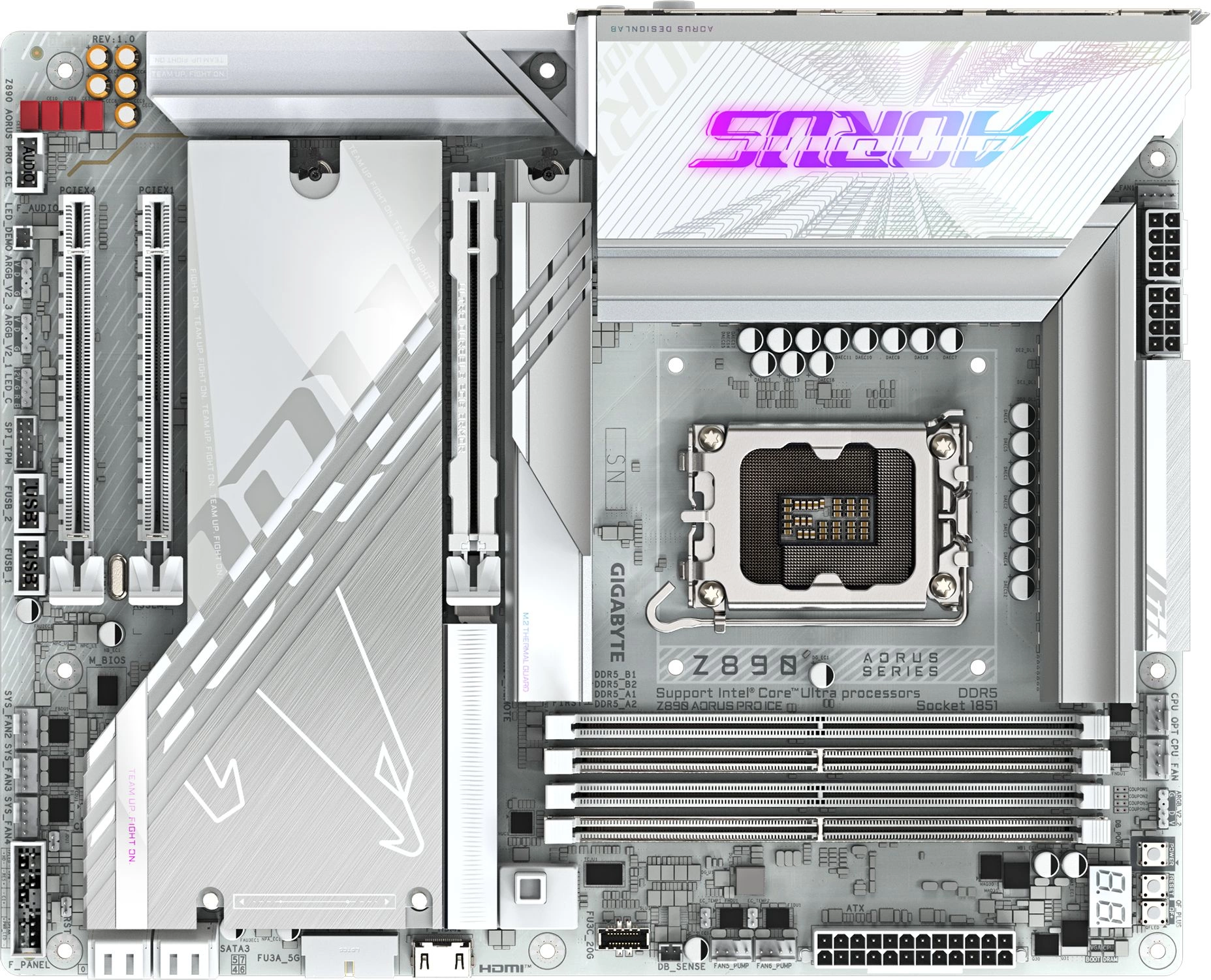 Материнская плата Gigabyte Z890 AORUS PRO ICE Soc-1851 Intel Z890 4xDDR5 ATX AC`97 8ch(7.1) 5Gigabit RAID — фото 1