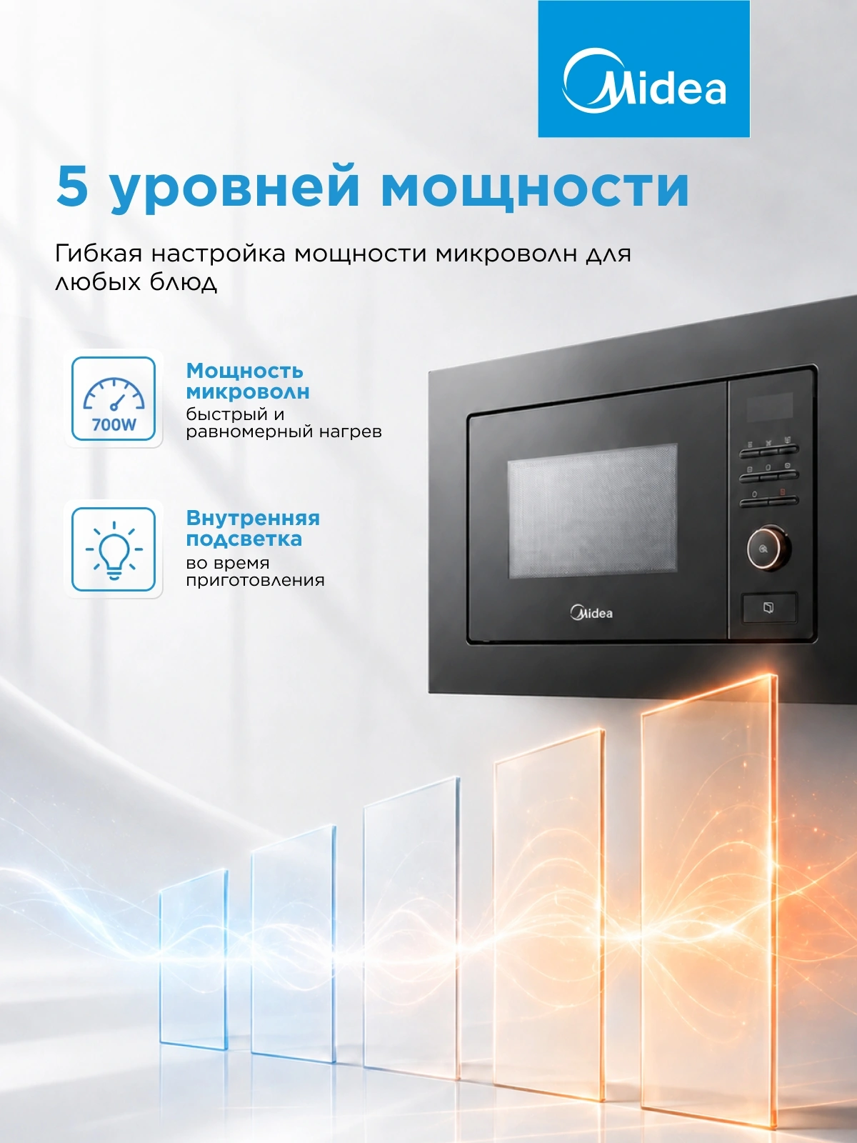 Микроволновая печь Midea MI50203B 20л. 700Вт черный (встраиваемая) — миниатюра 10