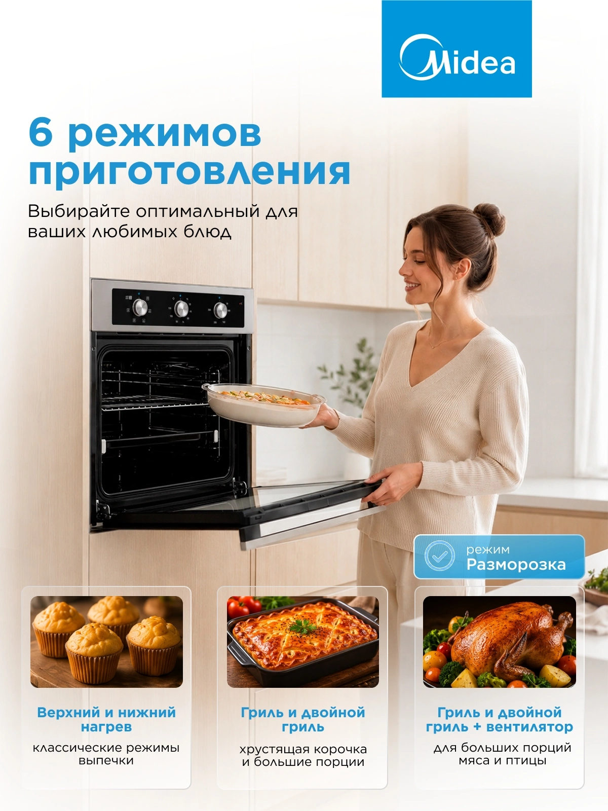 Духовой шкаф Электрический Midea MO37003X нержавеющая сталь — миниатюра 14