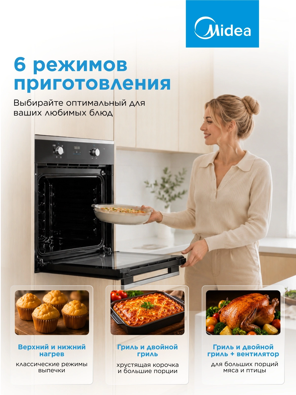 Духовой шкаф Электрический Midea MO47003GB черный — миниатюра 14