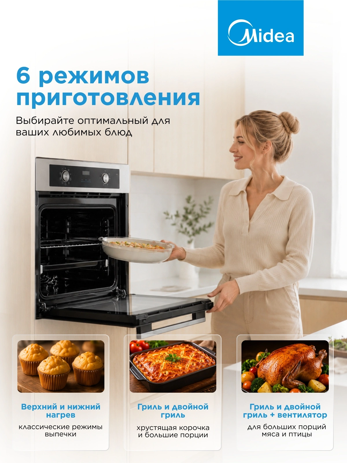 Духовой шкаф Электрический Midea MO47003GX нержавеющая сталь — миниатюра 13