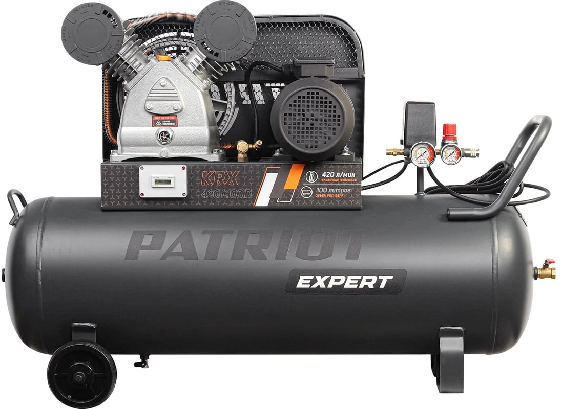Компрессор поршневой Patriot Профессионал KRX 420 L100 D масляный 420л/мин 100л 2200Вт черный — фото 1