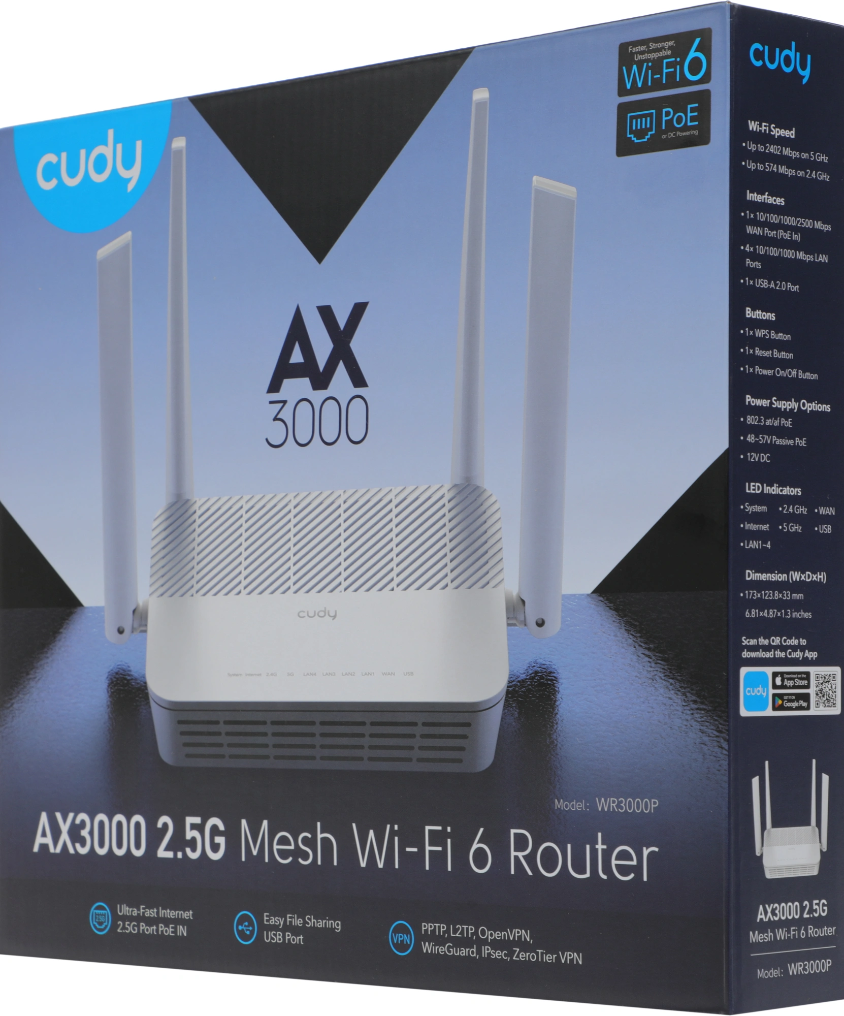 Роутер беспроводной Cudy WR3000P AX3000 100/1000/2500BASE-T белый — миниатюра 8