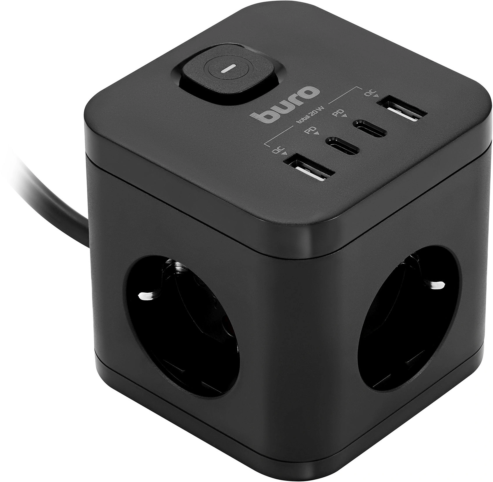 Сетевой удлинитель Buro BU-PC3.1UС-Plus-B 1.5м (3 розетки) черный (коробка) — миниатюра 2