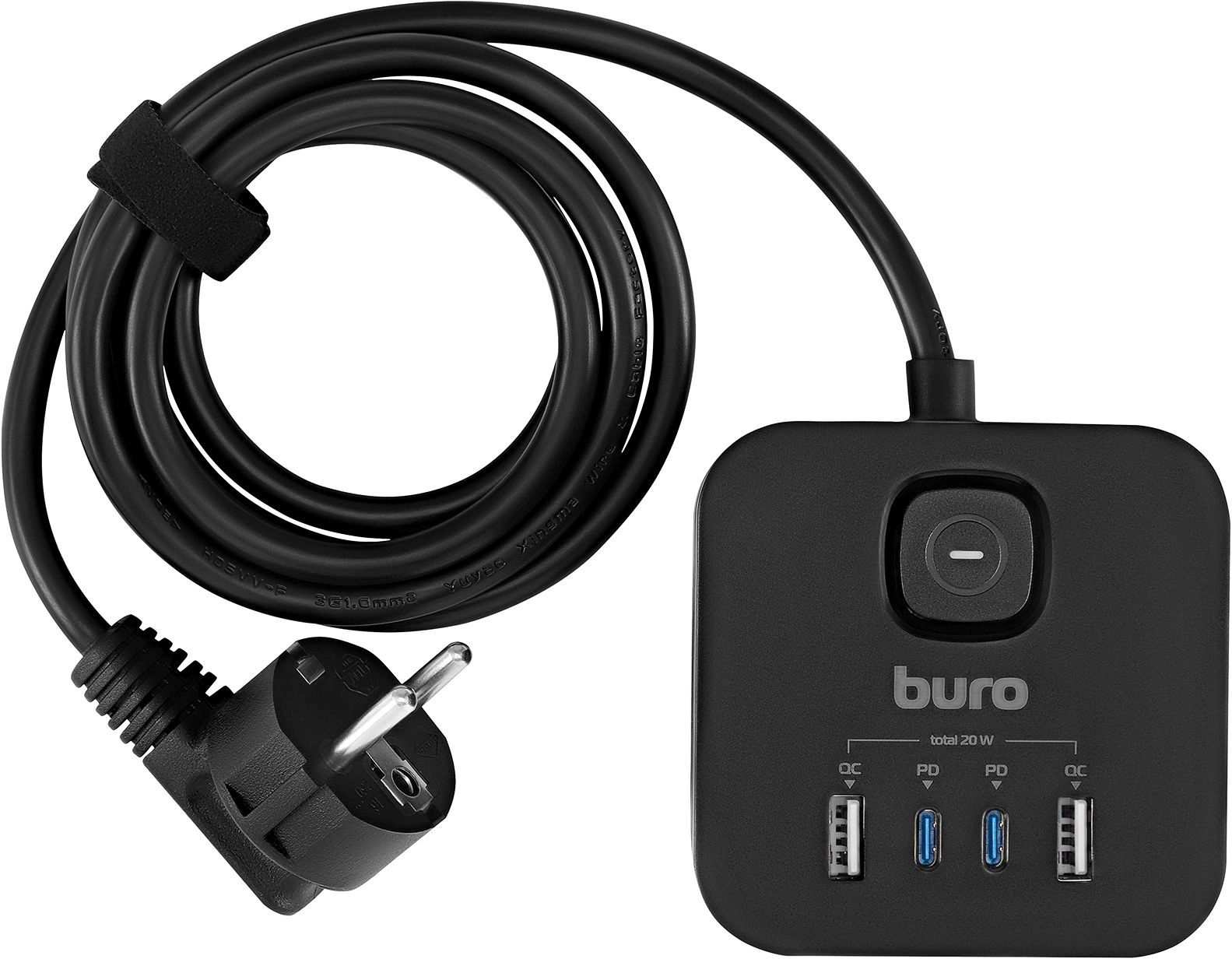 Сетевой удлинитель Buro BU-PC3.1UС-Plus-B 1.5м (3 розетки) черный (коробка) — миниатюра 8