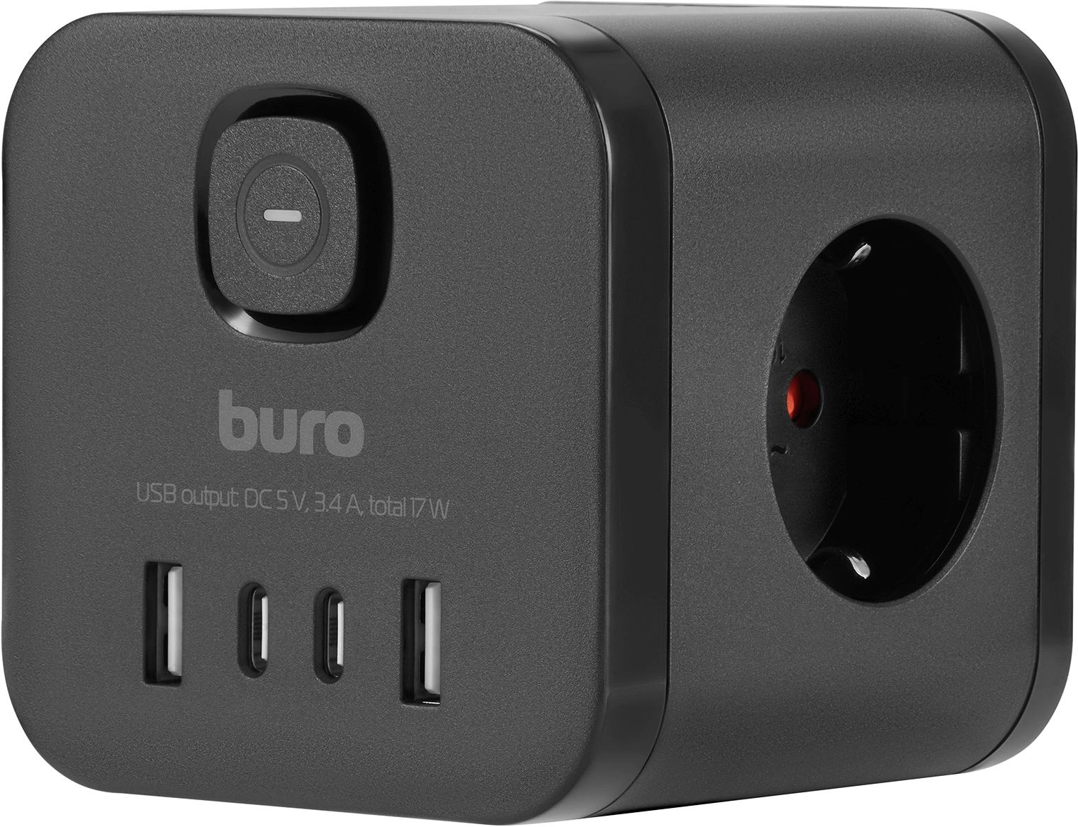 Сетевой разветвитель Buro BU-PW3UC-B (3 розетки) черный (коробка) — миниатюра 5