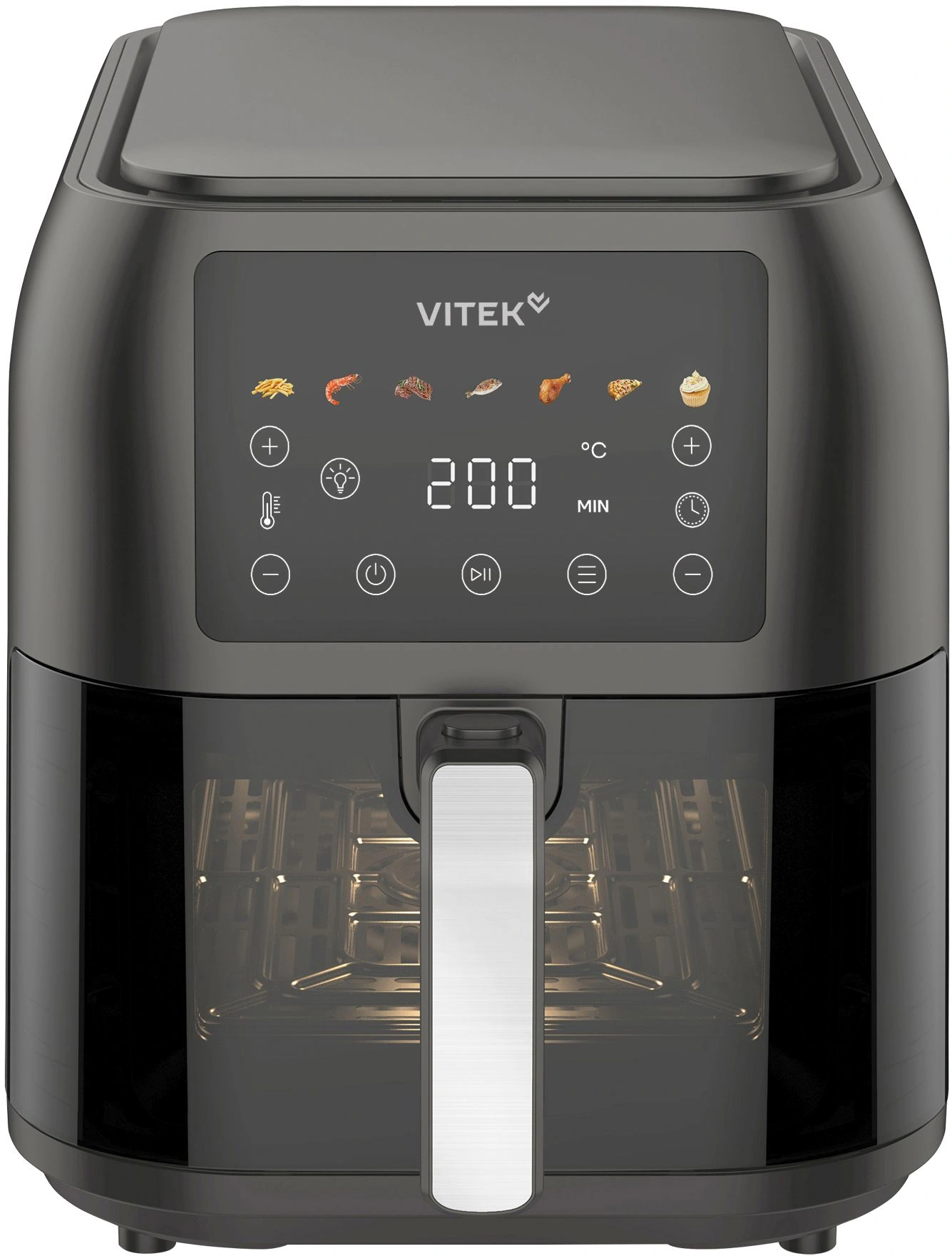 Аэрогриль Vitek VT-AF8001 8л 1700Вт темно-серый/черный