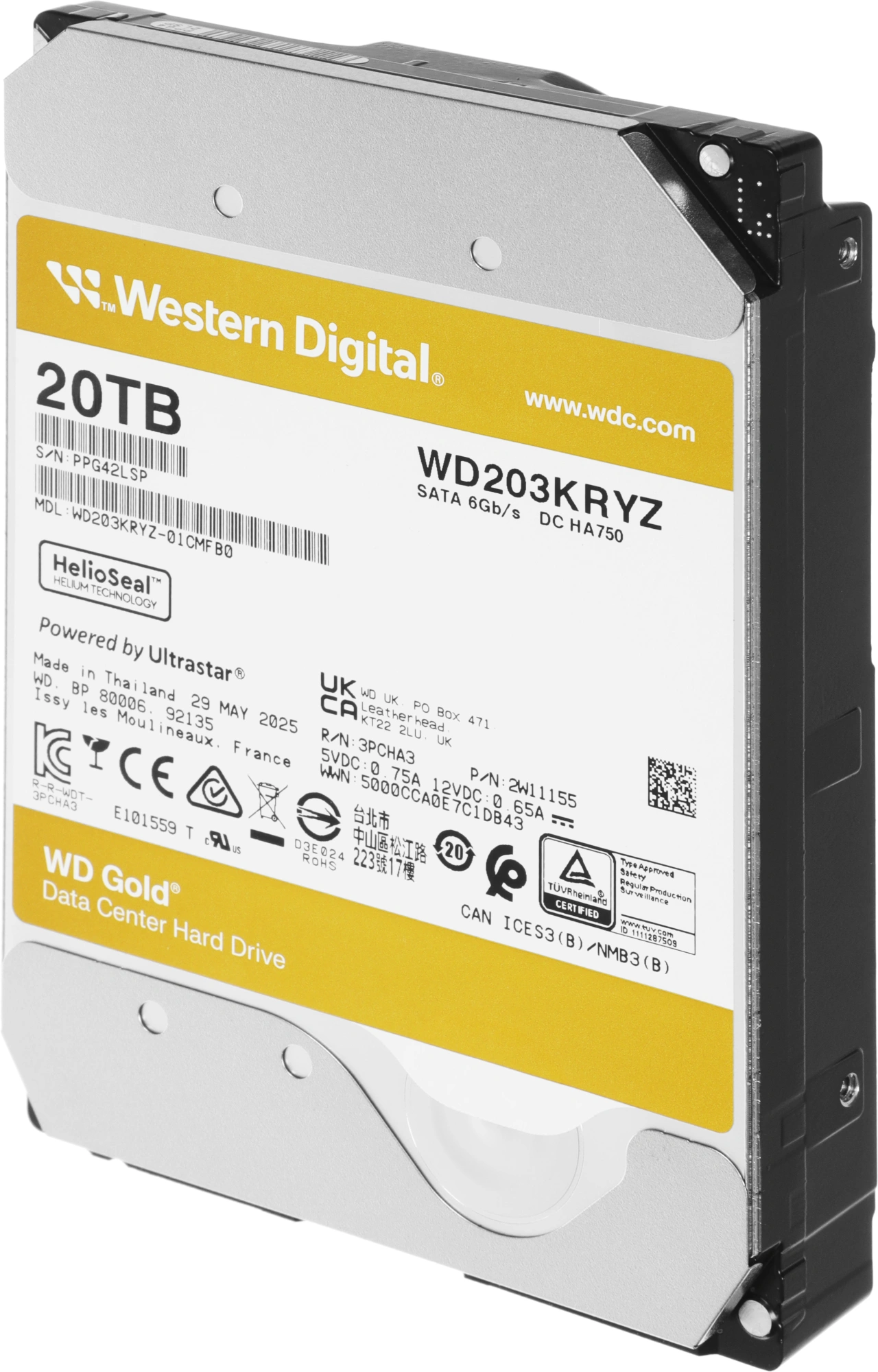 Жесткий диск WD SATA-III 20TB WD203KRYZ Server Gold 512E (7200rpm) 512Mb 3.5" — миниатюра 5