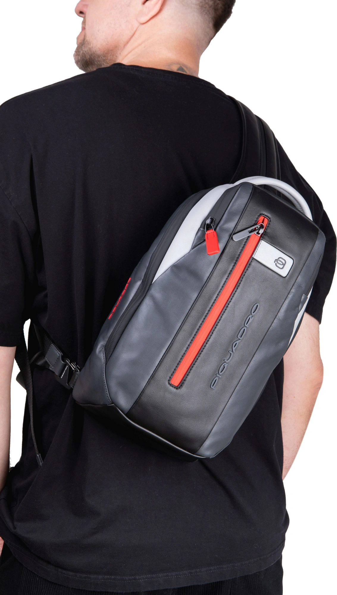 Рюкзак слинг Piquadro Urban CA6801UB00/GRN серый/черный натур.кожа — миниатюра 3