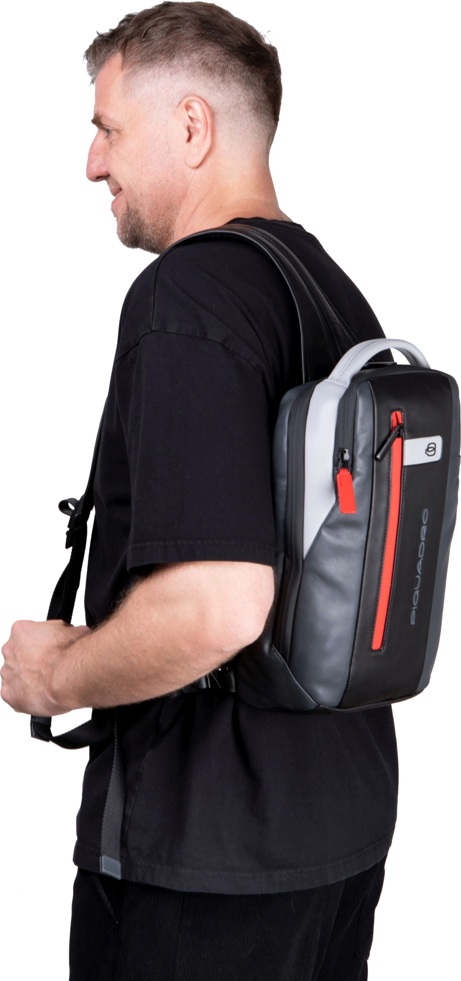 Рюкзак слинг Piquadro Urban CA6801UB00/GRN серый/черный натур.кожа — миниатюра 4