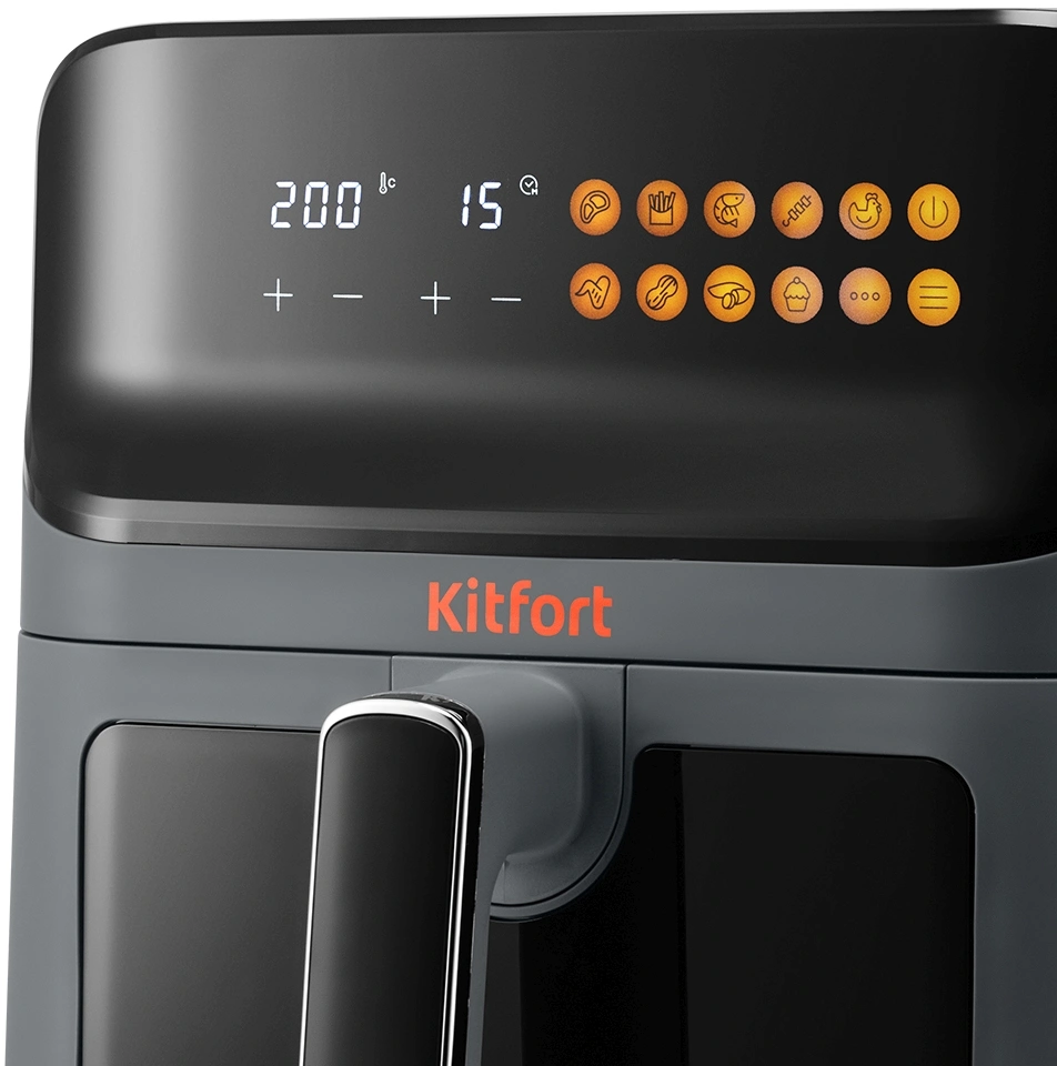 Аэрогриль Kitfort КТ-8107 6.5л 1350Вт темно-серый/черный — миниатюра 2