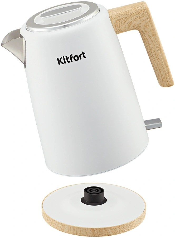 Чайник электрический Kitfort КТ-6794 1.7л. 2200Вт белый/дерево корпус: нерж.сталь/пластик — миниатюра 6