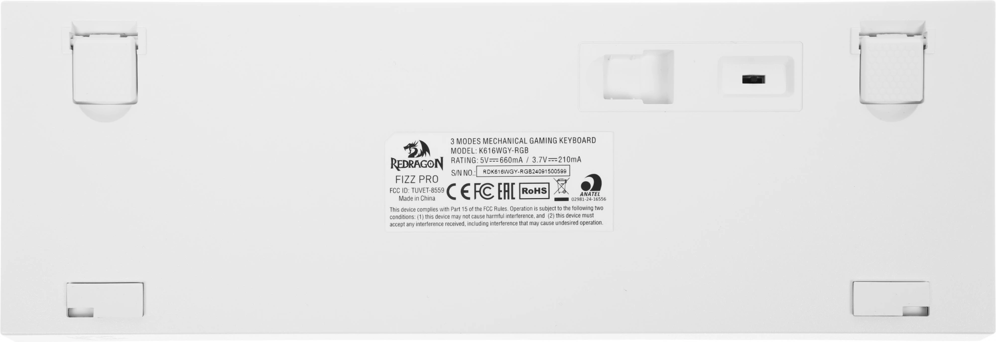 Клавиатура Redragon Fizz Pro механическая белый USB беспроводная BT/Radio for gamer для ноутбука LED (72598) кабель 1.8м — миниатюра 15