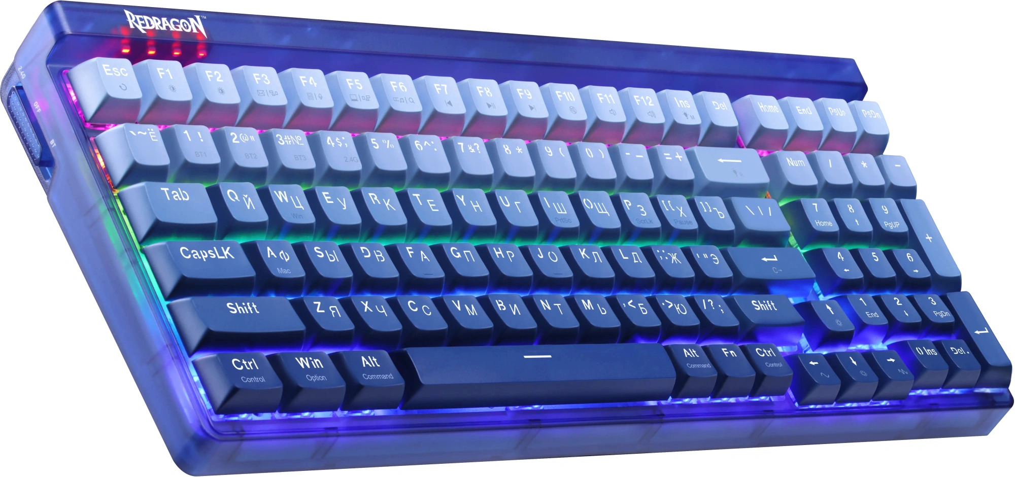 Клавиатура Redragon Garen Pro механическая синий USB беспроводная BT/Radio for gamer LED (71745) кабель 1.5м — миниатюра 3