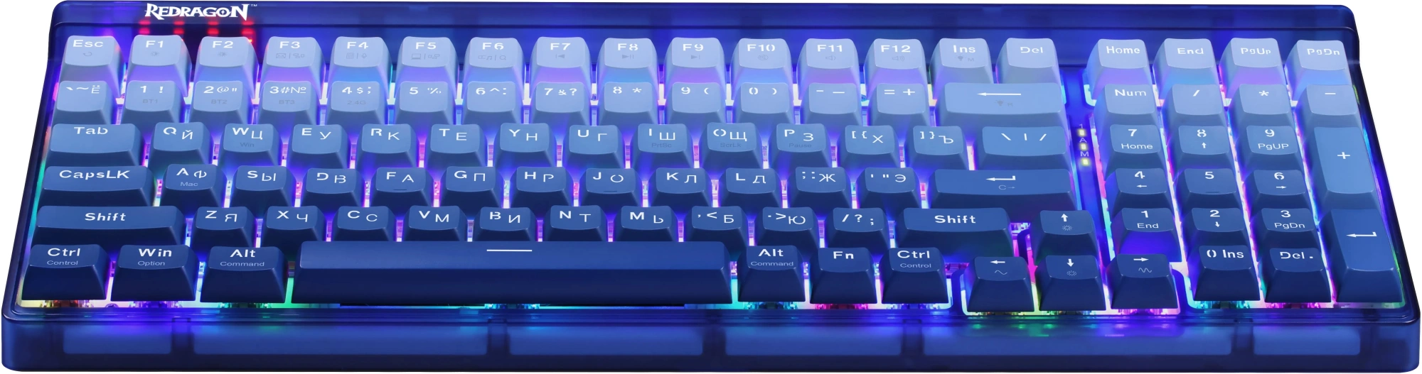 Клавиатура Redragon Garen Pro механическая синий USB беспроводная BT/Radio for gamer LED (71745) кабель 1.5м — миниатюра 4