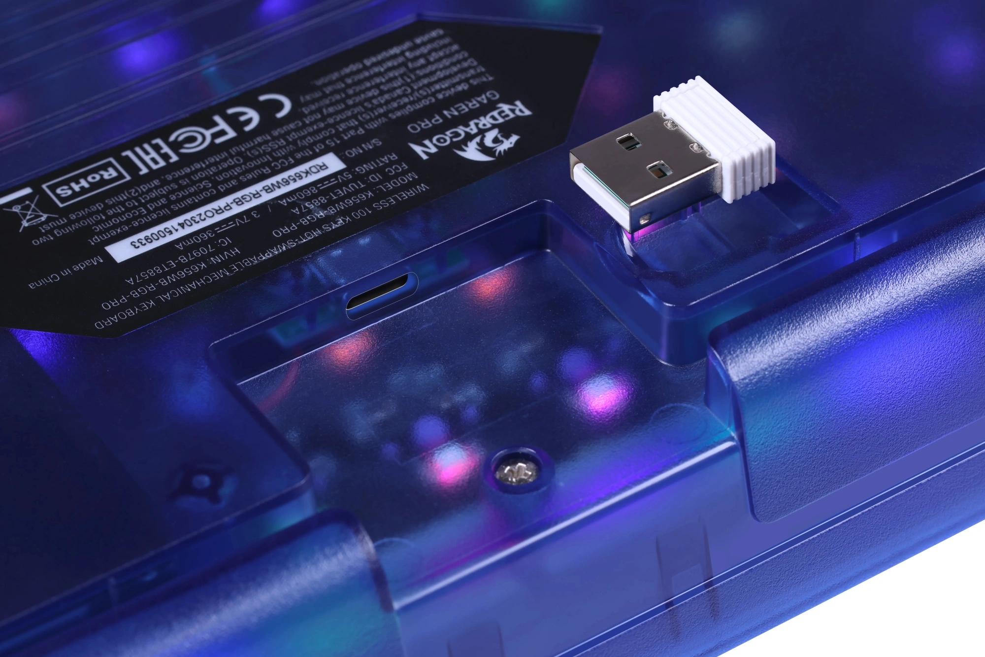 Клавиатура Redragon Garen Pro механическая синий USB беспроводная BT/Radio for gamer LED (71745) кабель 1.5м — миниатюра 7