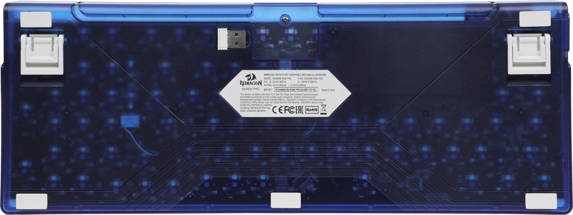 Клавиатура Redragon Garen Pro механическая синий USB беспроводная BT/Radio for gamer LED (71745) кабель 1.5м — миниатюра 11