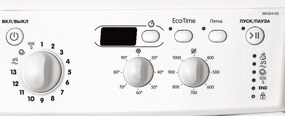 Стиральная машина Indesit EcoTime IWUD 4105 класс: A загр.фронтальная макс.:4кг белый — миниатюра 3