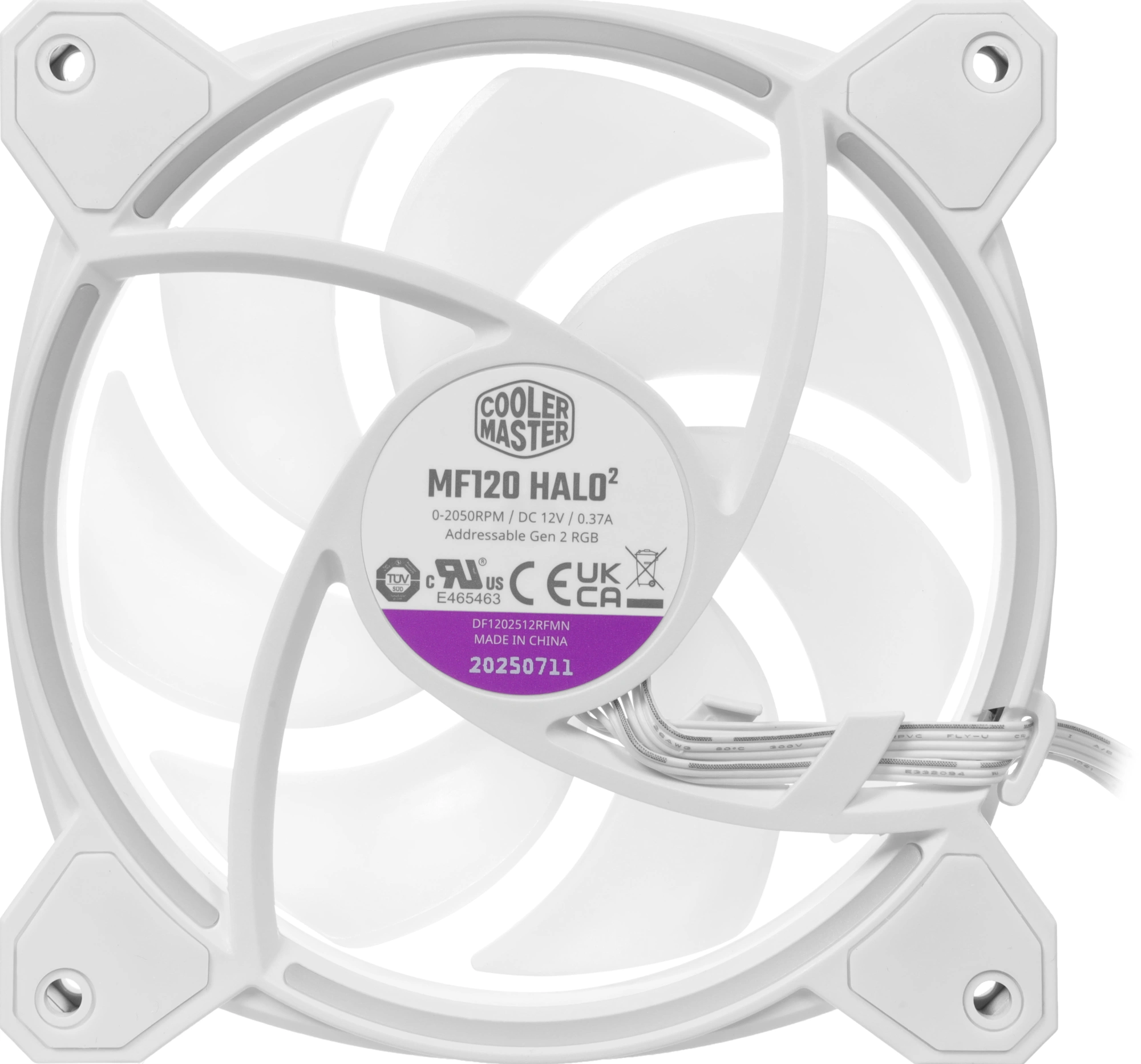 Вентилятор для корпуса Cooler Master MasterFan MF120 Halo2 ARGB 120х120x25 белый 4-pin 27дБ (MFL-B2DW-21NP2-R2) Ret — миниатюра 13