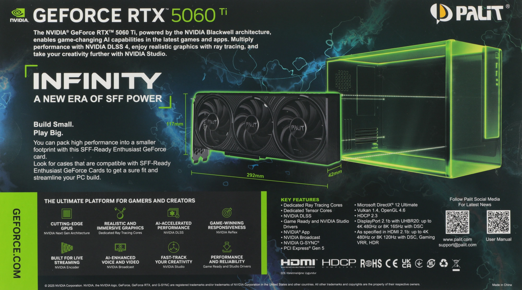 Видеокарта Palit PCI-E 5.0 PA-RTX5060Ti INFINITY 3 NVIDIA GeForce RTX 5060TI 16Gb 128bit GDDR7 2407/28000 HDMIx1 DPx3 HDCP Ret — миниатюра 9