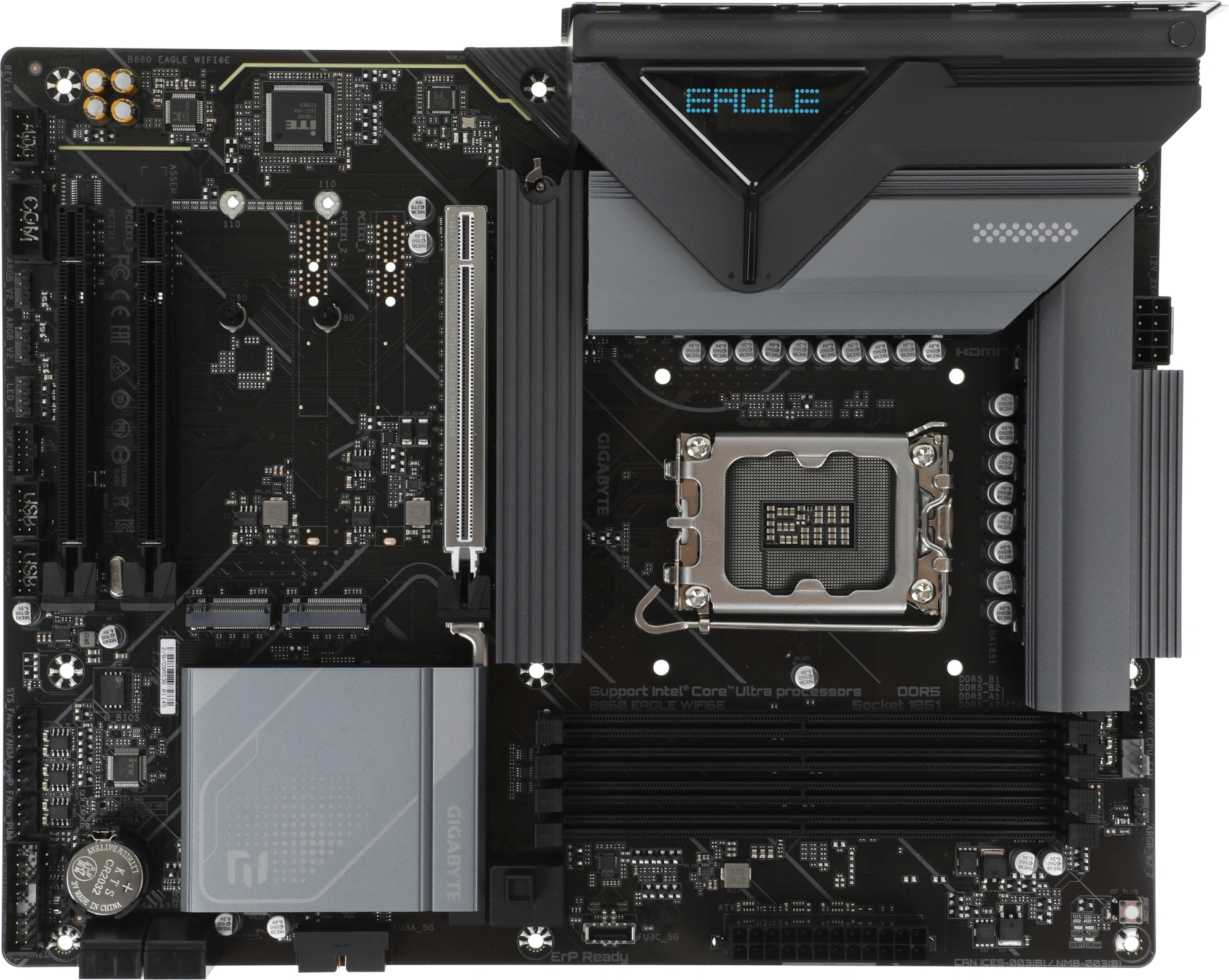 Материнская плата Gigabyte B860 EAGLE WIFI6E Soc-1851 Intel B860 4xDDR5 ATX AC`97 8ch(7.1) 2.5Gg RAID+HDMI+DP — миниатюра 2