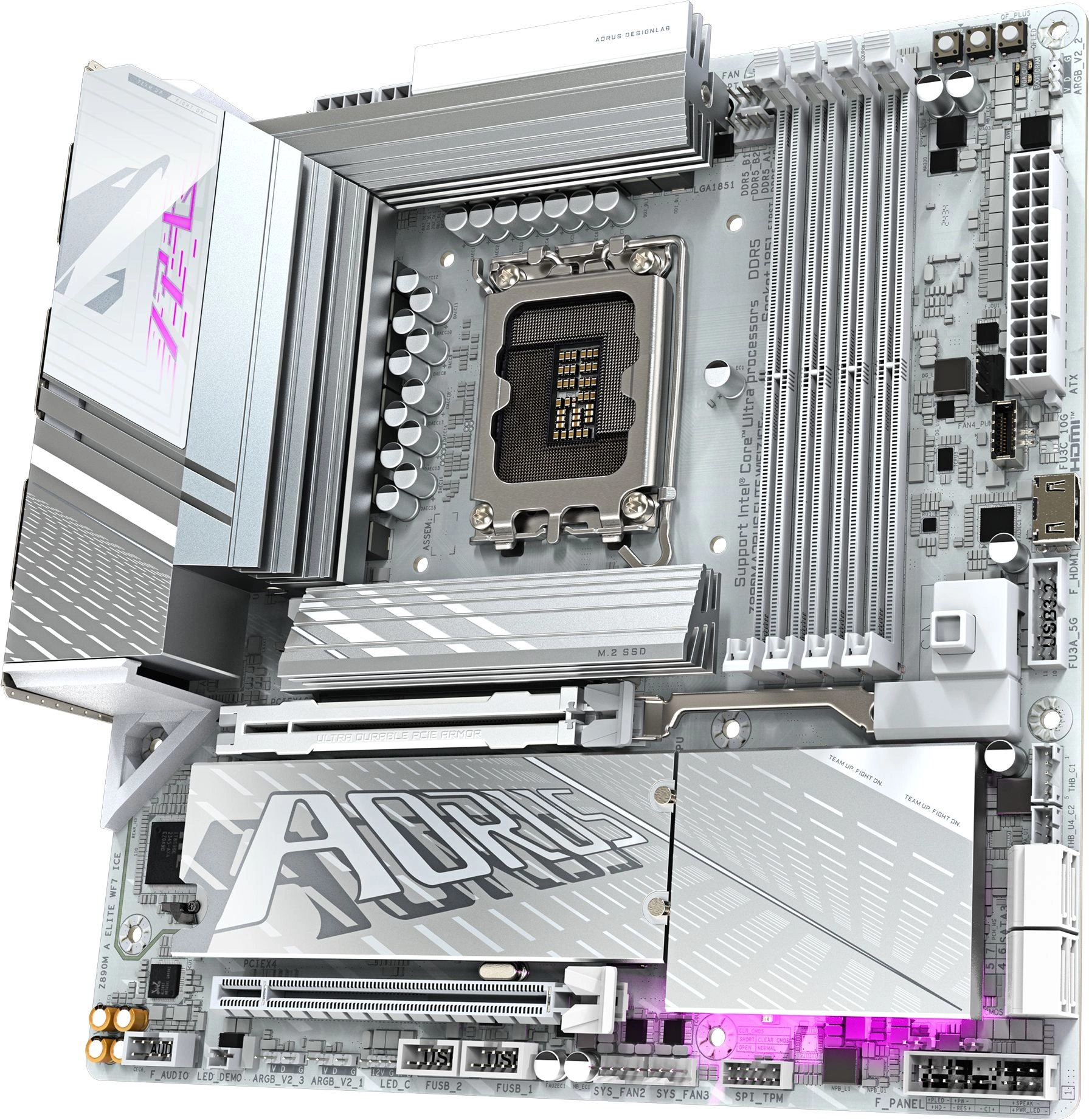 Материнская плата Gigabyte Z890M AORUS ELITE WIFI7 ICE Soc-1851 Intel Z890 4xDDR5 mATX AC`97 8ch(7.1) 2.5Gg RAID+DP — миниатюра 3