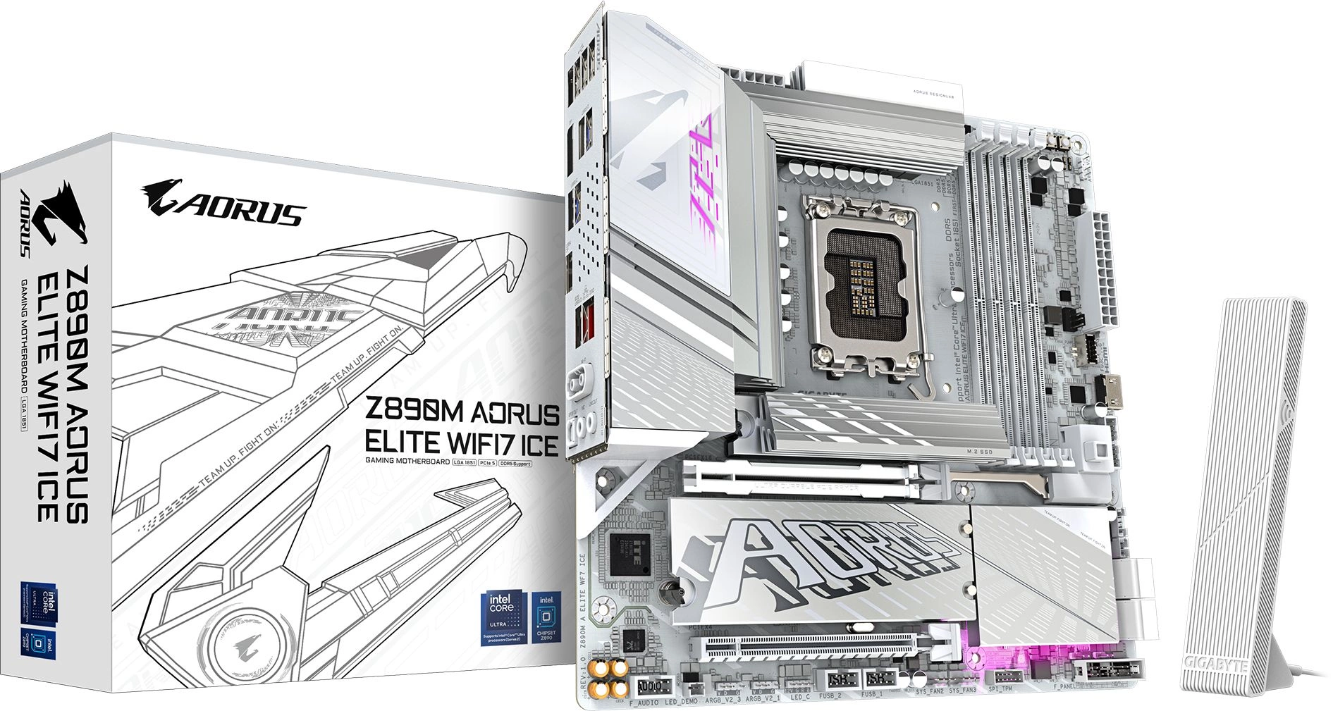 Материнская плата Gigabyte Z890M AORUS ELITE WIFI7 ICE Soc-1851 Intel Z890 4xDDR5 mATX AC`97 8ch(7.1) 2.5Gg RAID+DP — миниатюра 6