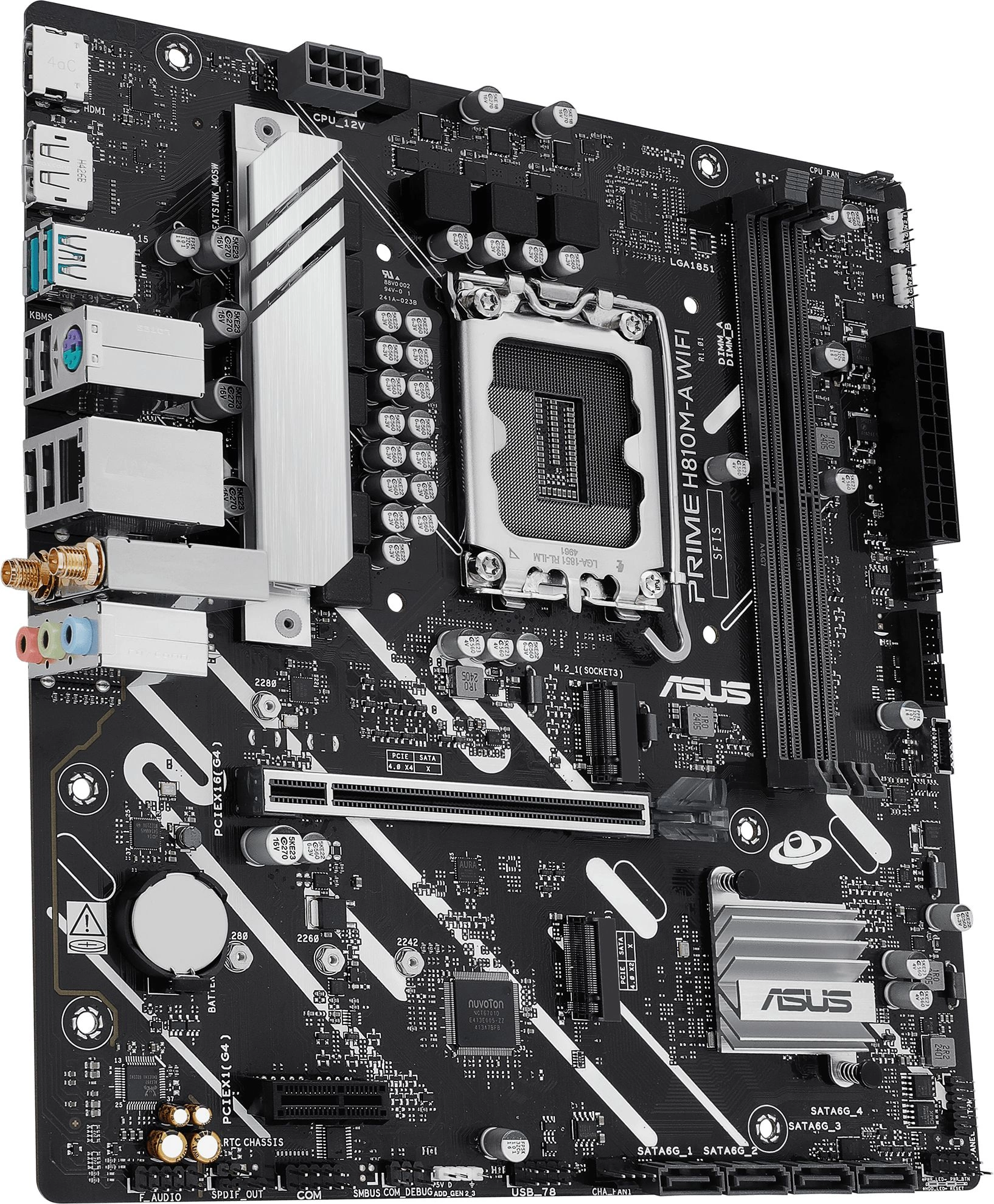 Материнская плата Asus PRIME H810M-A WIFI Soc-1851 Intel H810 2xDDR5 mATX AC`97 8ch(7.1) GbLAN RAID+HDMI+DP — миниатюра 4