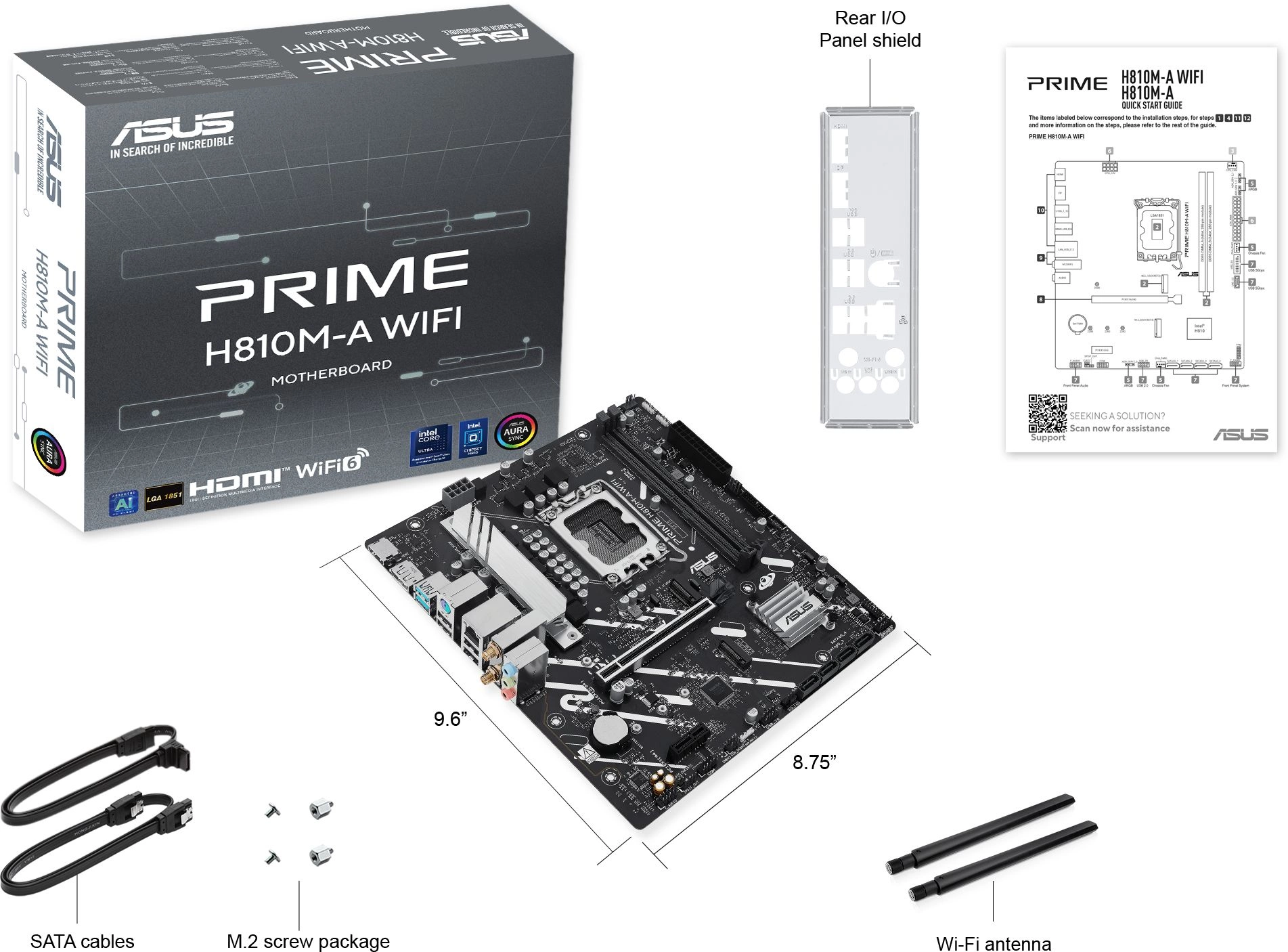 Материнская плата Asus PRIME H810M-A WIFI Soc-1851 Intel H810 2xDDR5 mATX AC`97 8ch(7.1) GbLAN RAID+HDMI+DP — миниатюра 8
