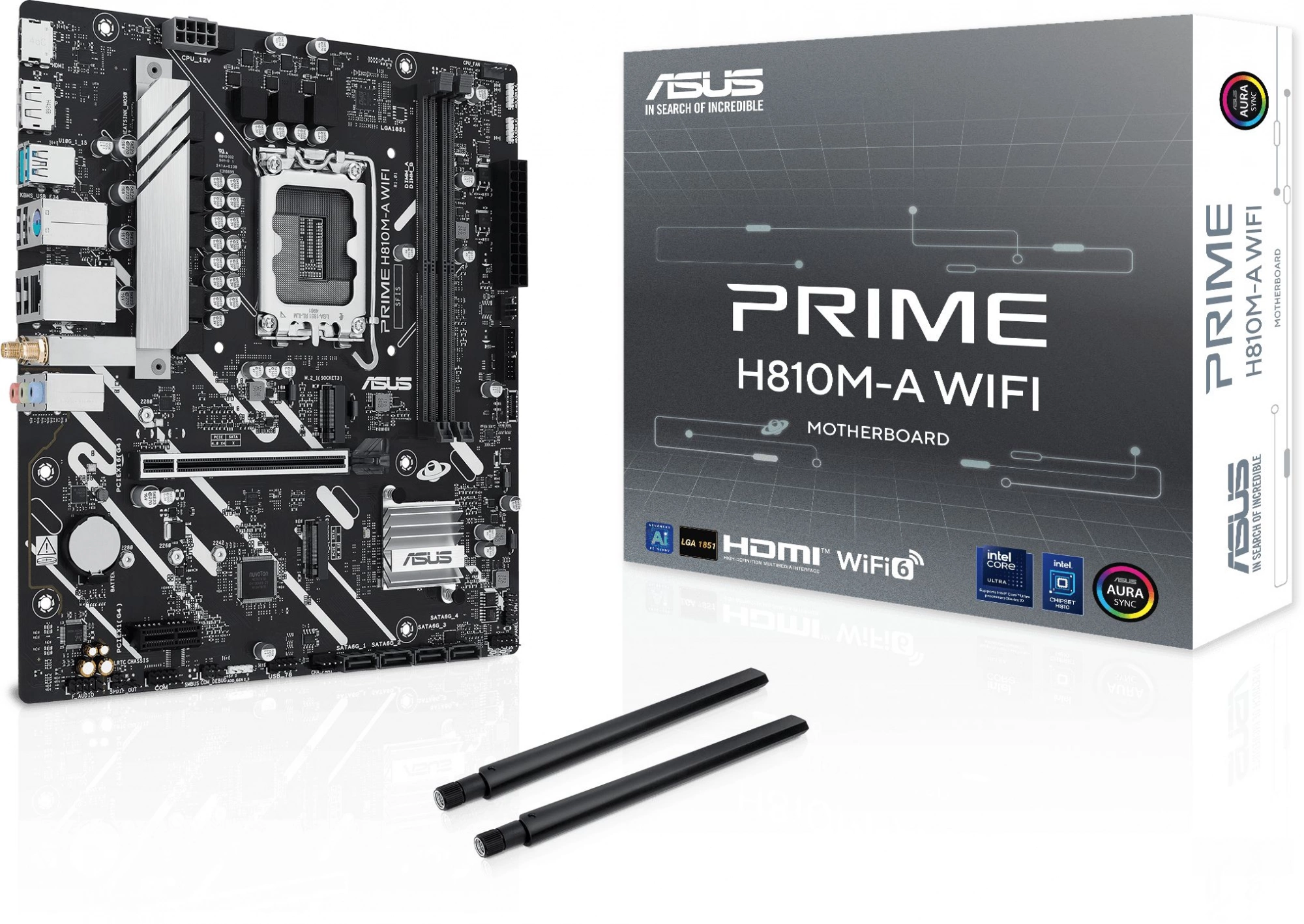Материнская плата Asus PRIME H810M-A WIFI Soc-1851 Intel H810 2xDDR5 mATX AC`97 8ch(7.1) GbLAN RAID+HDMI+DP — миниатюра 2